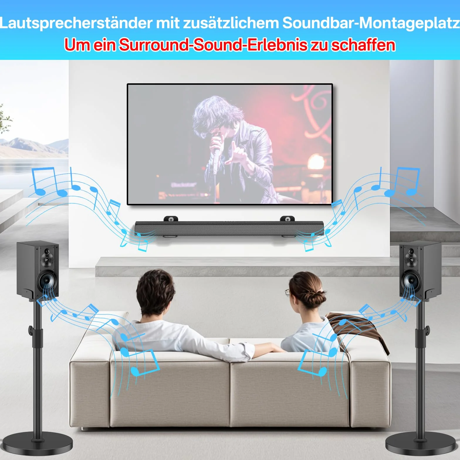 Regulowane stojaki głośnikowe (2 szt.) głośników do Sony HT-A9, SA-RS5, SA-RS3S – kompatybilne z Sony, wysokość od 73 do 95 cm, idealne do dźwięku przestrzennego.