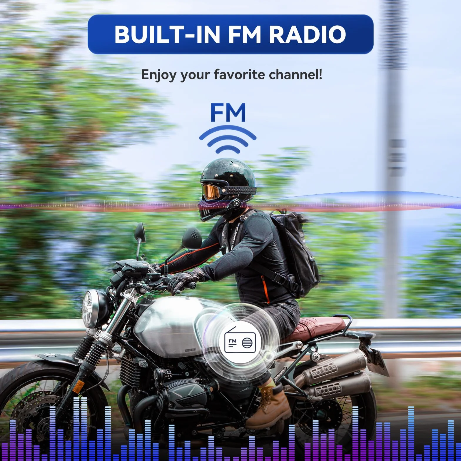 LEXIN G2P Motocyklowy System Komunikacji Bluetooth, Wodoodporny, FM Radio, Zestaw 1-os.
