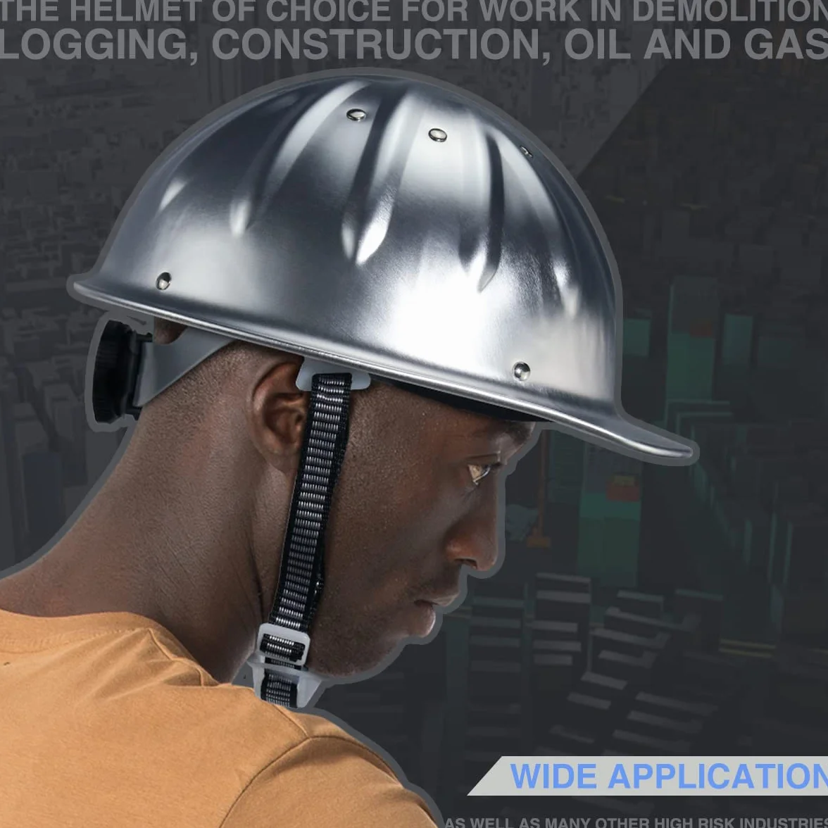 Aluminiowe twarde czapki ochronne kask pełne rondo z zawieszeniami z grzechotką srebrna czapka bezpieczeństwa jeden rozmiar kask pasuje do większości