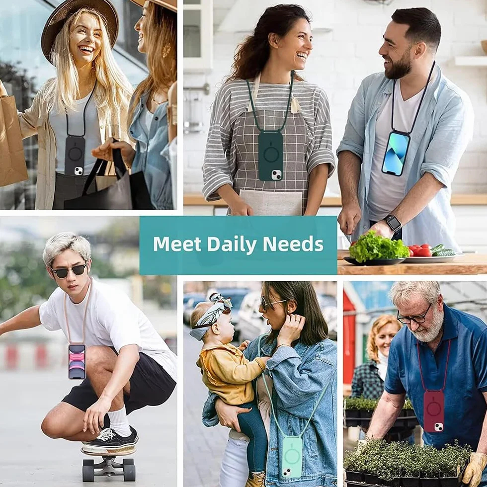 Anfire Etui z Paskiem na Xiaomi 15 Magnetyczne Crossbody Silikonowe Magsafe