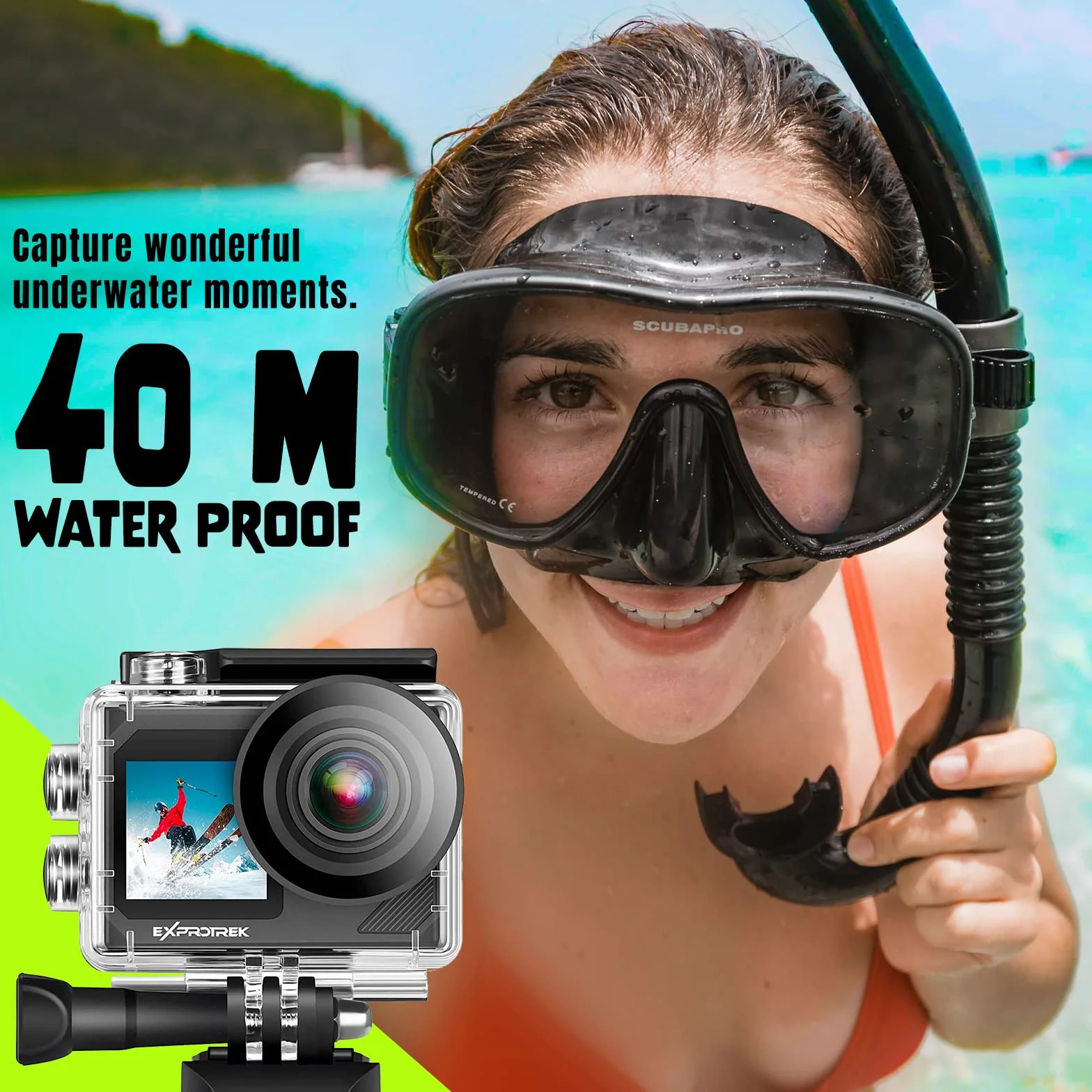E-A-F Kamera sportowa 4K 30 kl./s Ultra HD wodoszczelna 40 m WiFi 170° pilot 2 akumulatory zestaw akcesoriów