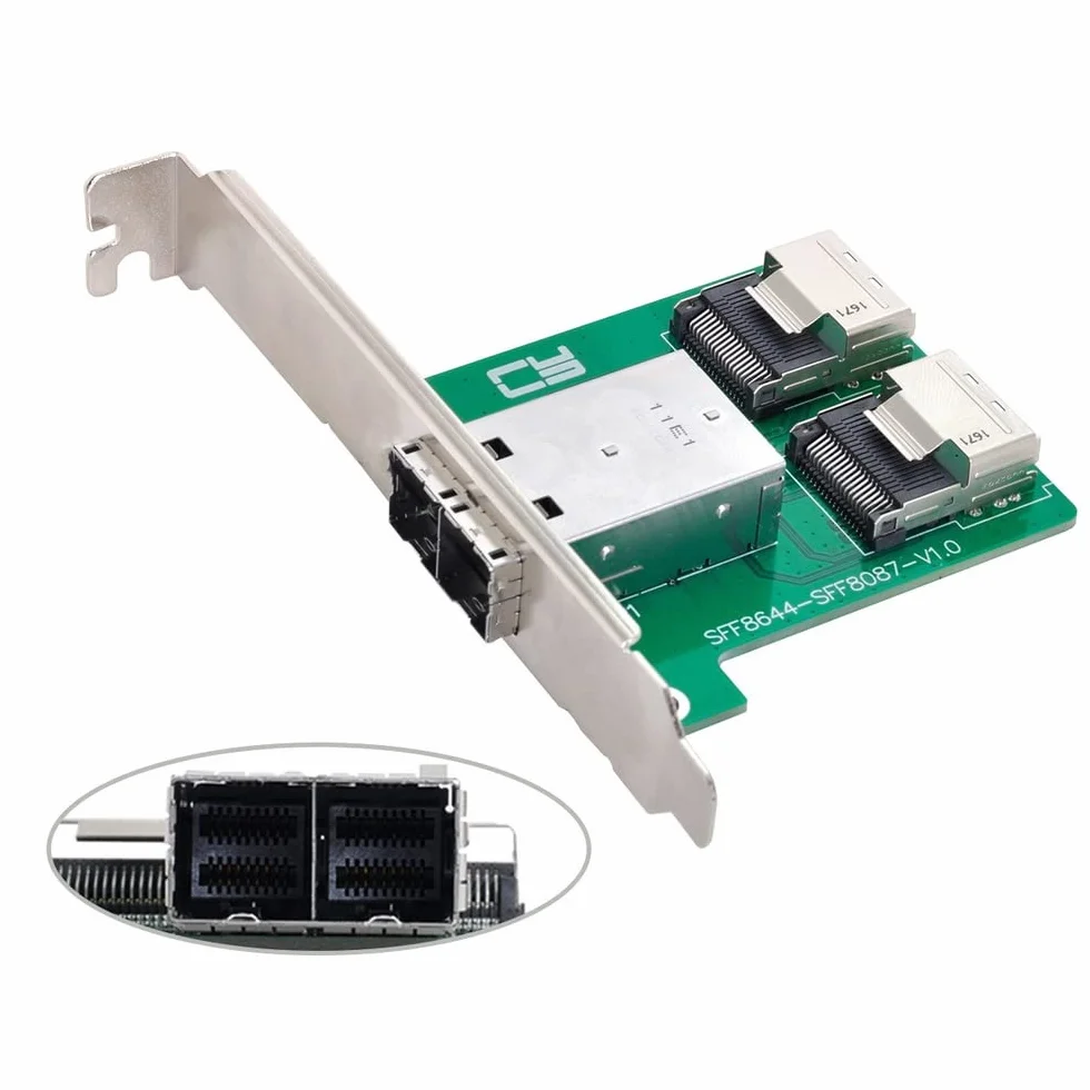 Adapter PCBA Mini SAS HD SFF-8644 do SFF-8087 żeński podwójne porty niskoprofilowy wspornik
