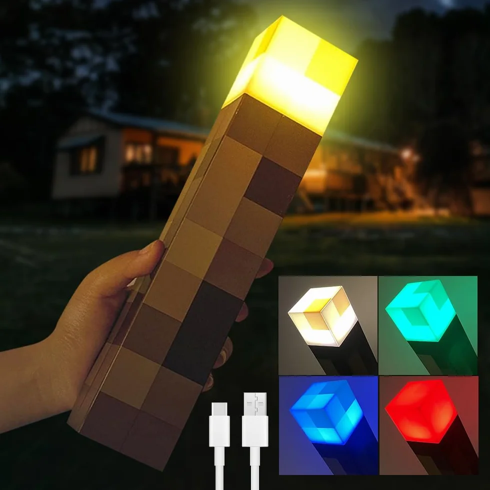 Lampa nocna LED, 4 kolory, lampka nocna LED Mcers, lampka nocna z możliwością ponownego ładowania przez USB, lampka nocna 3D dla dzieci, zabawka, prezent
