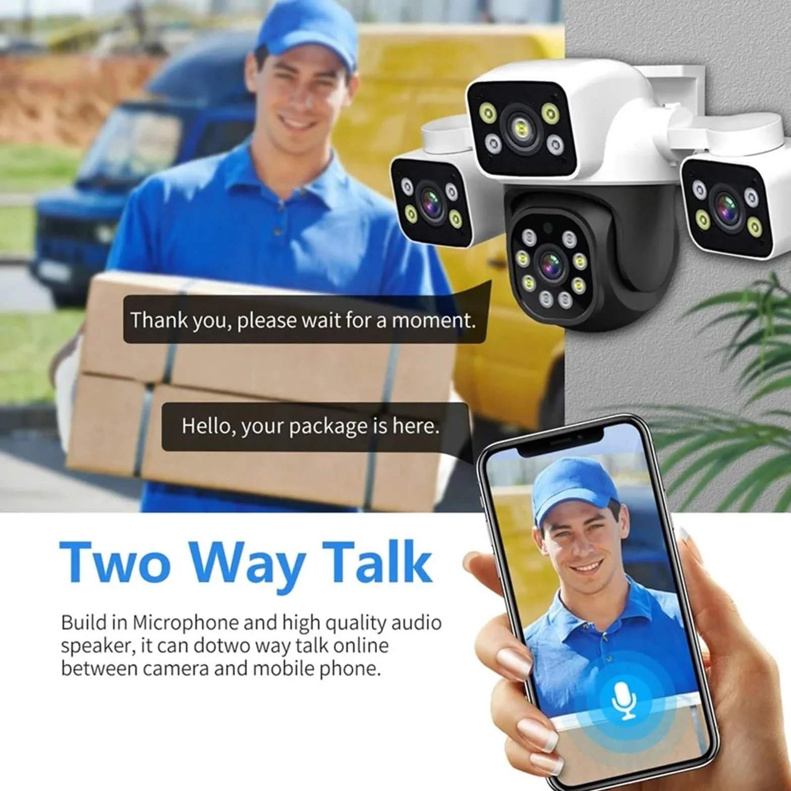 Kamera IP WiFi 6 MP, 3 obiektywy, ekrany, 10-krotny zoom, detekcja AI, automatyczne śledzenie, bezprzewodowa zewnętrzna kamera do monitoringu CCTV,Spokój ducha zawsze(Camera Add 32G SD)