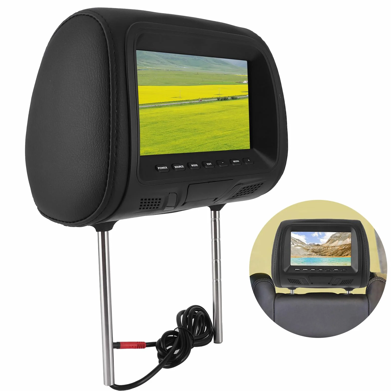 KIMISS Monitor samochodowy 7" MP5 dla dzieci, podgłowikowy wyświetlacz LCD, wsparcie USB, wzmacniacz, dla samochodu