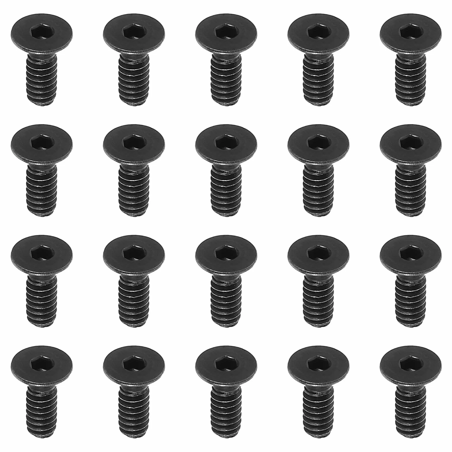 PATIKIL #6-32 x 3/8" Śruby z łbem płaskim z łbem sześciokątnym, 20 sztuk śrub z łbem płaskim z łbem sześciokątnym z pełnym gwintem śruby maszynowe z pełnym gwintem Unc tlenek czarny klasa 10,9