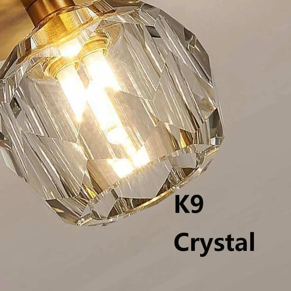 Lampa sufitowa LED do korytarza, złoty kryształ, oświetlenie wewnętrzne do salonu, sypialni, jadalni, na balkon, klatkę schodową, korytarz, do hotelu