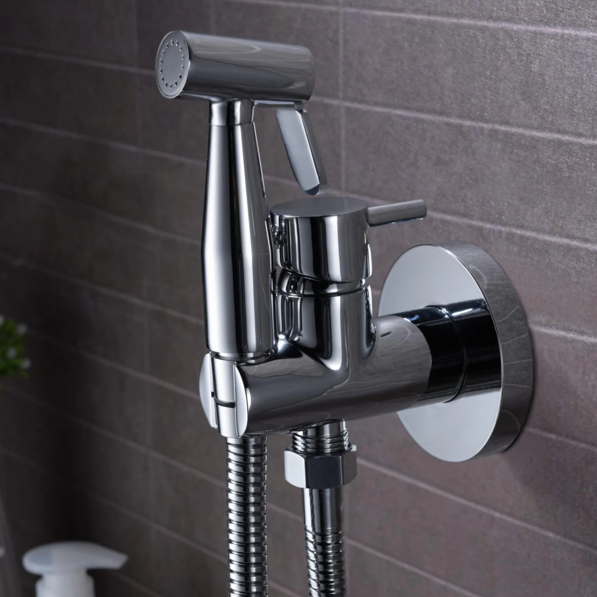 IMEX Bidet bateria do zabudowy do toalety, prysznic bidet, zimna i gorąca woda, higieniczna głowica prysznicowa do toalety bidet, spryskiwacz bidet, zamiennik bidetu, seria monachijska, kolor chrom