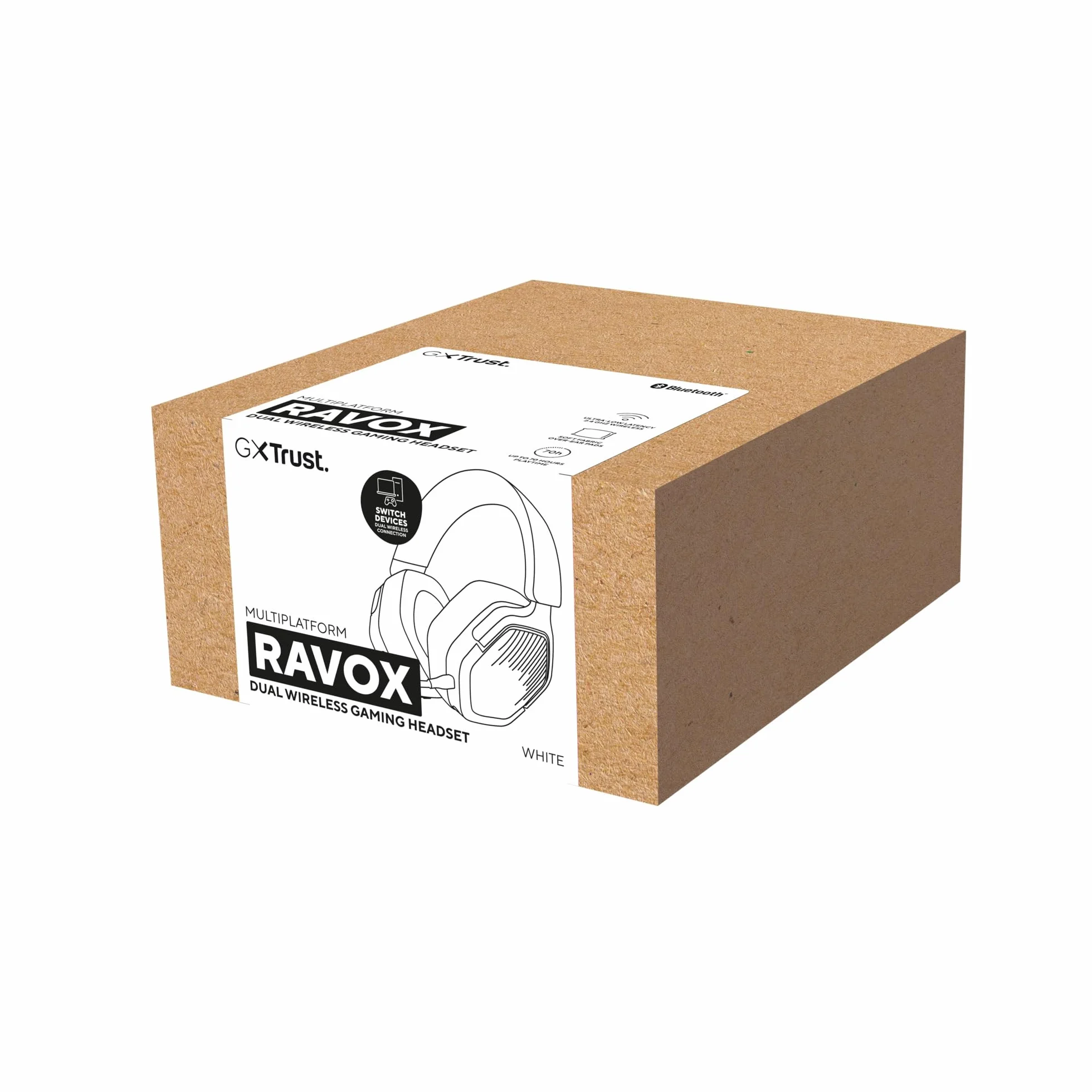 Trust GXT 1493W Ravox Bezprzewodowe Słuchawki Gamingowe Bluetooth 2.4 GHz PS5 PS4 Switch PC 50mm 70h Biały