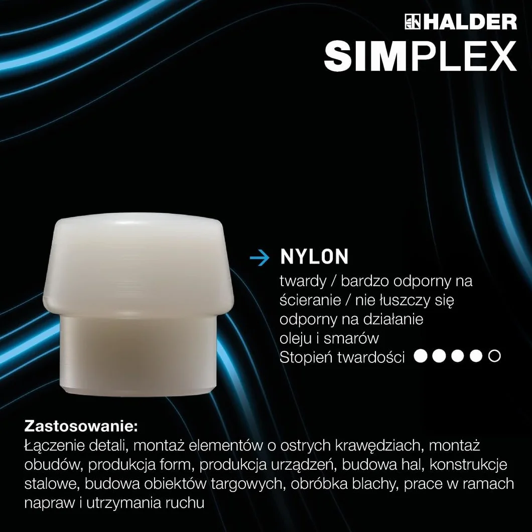 Halder 3738050 TPE-Mid/nylon młot z miękką tarczą ze wzmocnioną obudową ze stali odlewanej, wielokolorowy, 50 mm