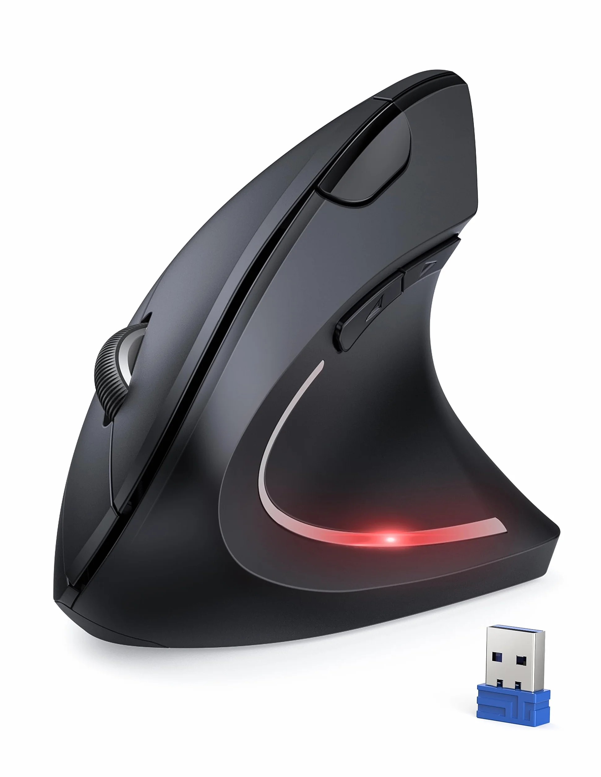 TECKNET Ergonomiczna Bezprzewodowa Mysz Pionowa 4800DPI 6 Przycisków 5 Poziomów DPI 24 Miesiące Baterii Optyczna Czarny