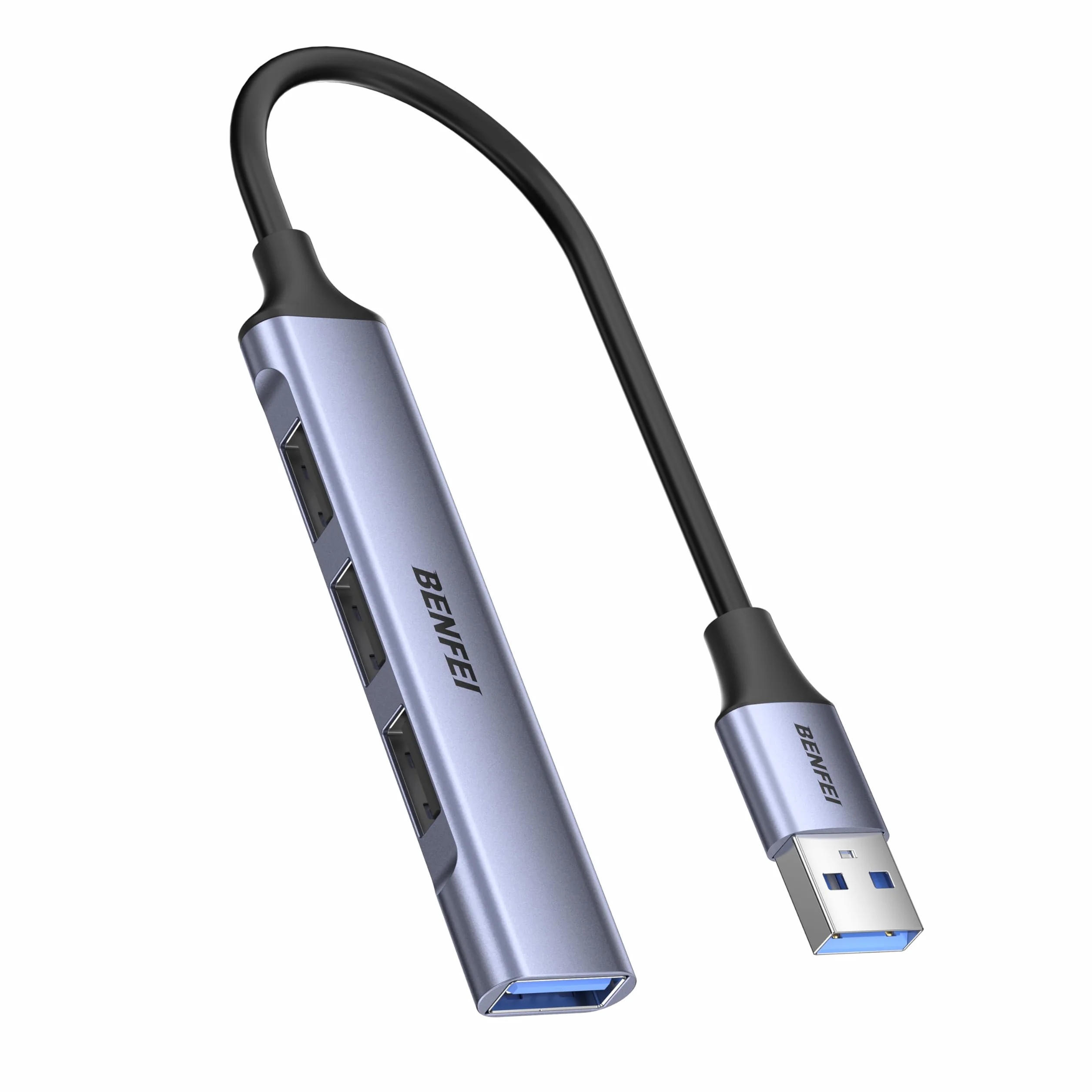 BENFEI 4-portowy hub USB: 1 x 10 Gb/s USB 3.2 + 3 x USB 2.0 - do myszy, klawiatury, pendrive'a, drukarki - kompatybilny z laptopem, PC, Xbox, PS5