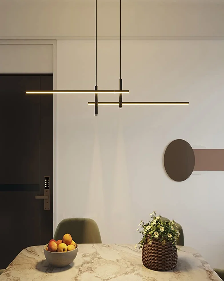 Nowoczesna lampa wisząca LED, aluminiowa, lampa wisząca, zdalne sterowanie, ściemniana, czarno-złota, z żyrandolem downlight, do salonu, sypialni, biura, jadalni, baru (czarna, dł. 90 cm)