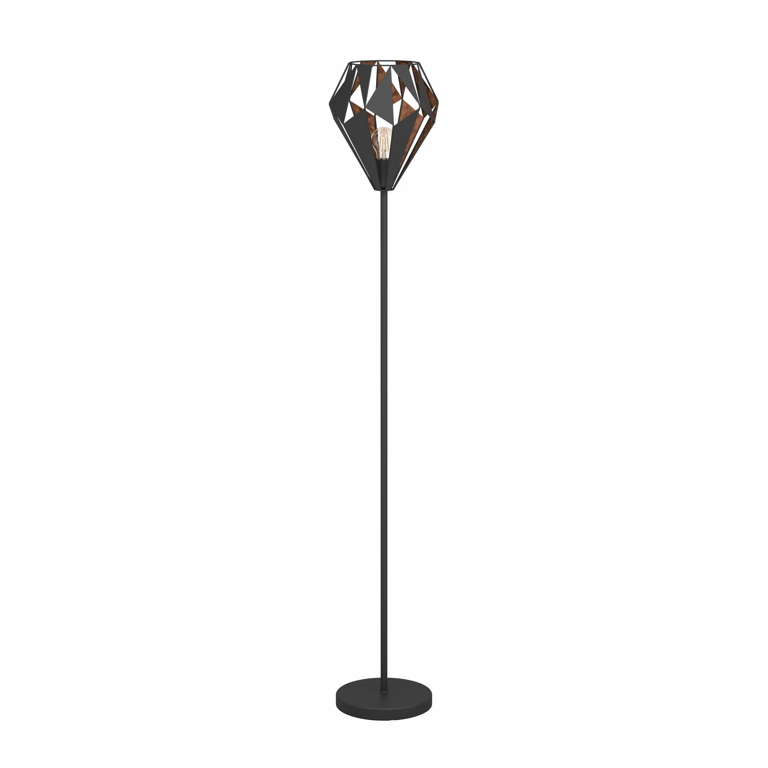 EGLO lampa podłogowa Carlton 1, 1-płomienna lampa stojąca vintage | stalowa lampa podłogowa retro, kolor: czarny i miedziany, oprawka: E27