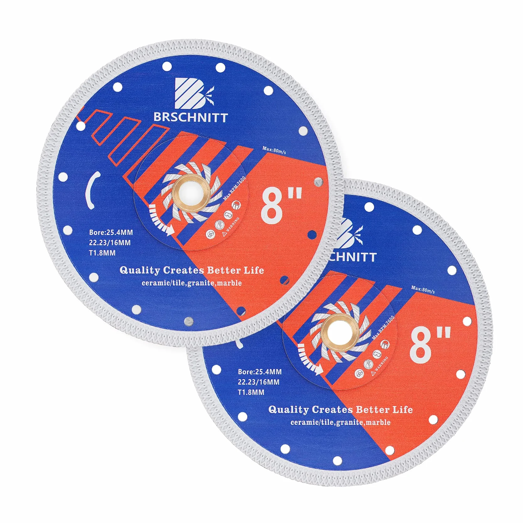 diamentowa tarcza do cięcia porcelany z X zębami, 2 szt., 8 cali (200 mm) diamentowa tarcza do cięcia ze wzmocnionym rdzeniem pośrodku do cięcia na sucho/na mokro, ceramika, marmur, granit