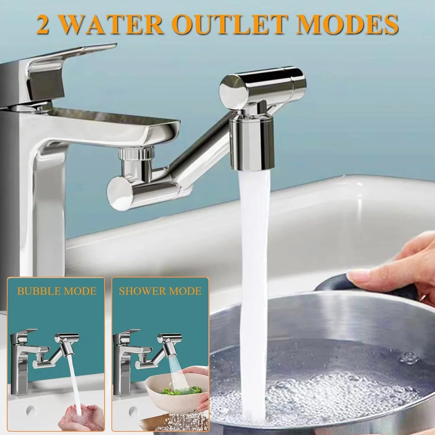 Przedłużacz Kranu, Obrotowy Aerator Kranu 1440 °, Dwukierunkowy Chowany Aerator Kranu Z Oszczędzaniem Wody, Obracany Kran Z Filtrem Przeciwbryzgowym O Dużym Kącie Do Oczu I Przenośne Mycie