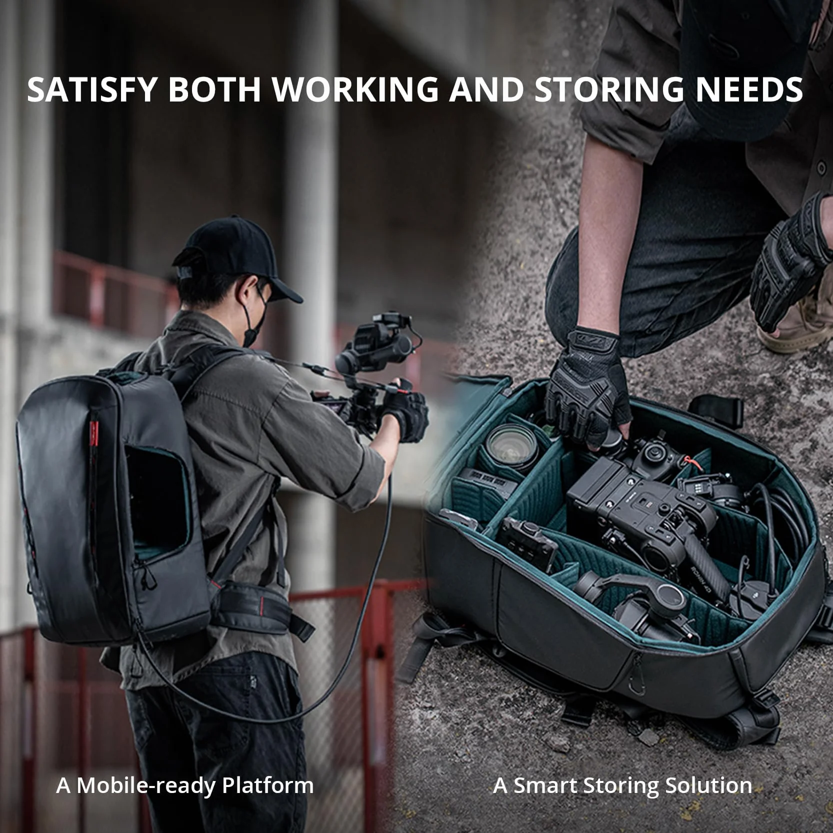 PGYTECH Plecak na aparat DJI Ronin 4D, profesjonalny system fotografowy, czarny, 520x320x215mm