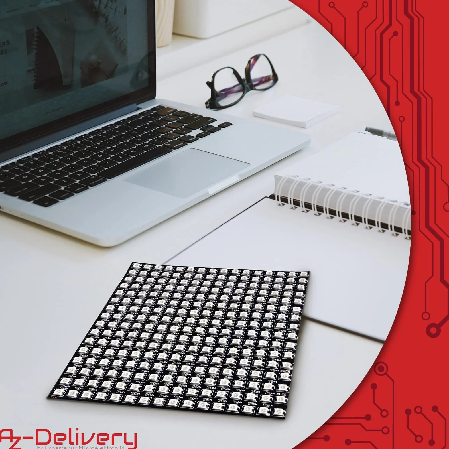 AZDelivery Panel LED RGB WS2812B 16x16 256 LED Flexible Light Module 5050SMD IC adresowalny DC5V Kompatybilny z Raspberry Pi