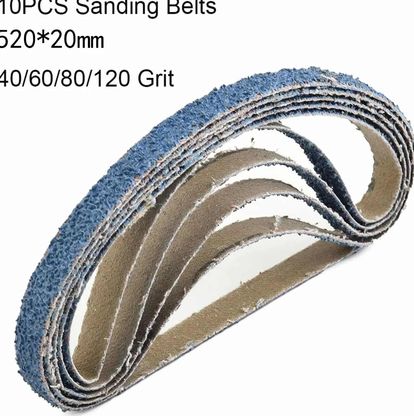 10 szt. 520 x 20 mm cyrkonowe pasy szlifierskie o ziarnistości 40 do polerowania metalu i drewna(60 Grits)
