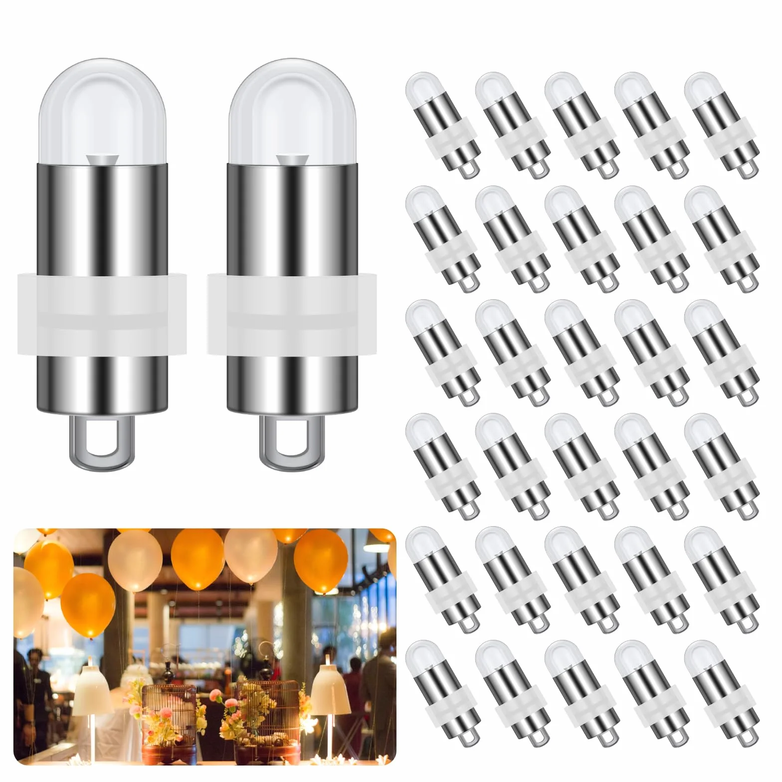 30 sztuk mini lampek LED do balonów, ciepła biel, oświetlenie LED do papierowych lampionów, wodoodporne, żarówki LED balonowe, na zewnątrz wewnątrz na ślub, urodziny, imprezę, Boże Narodzenie
