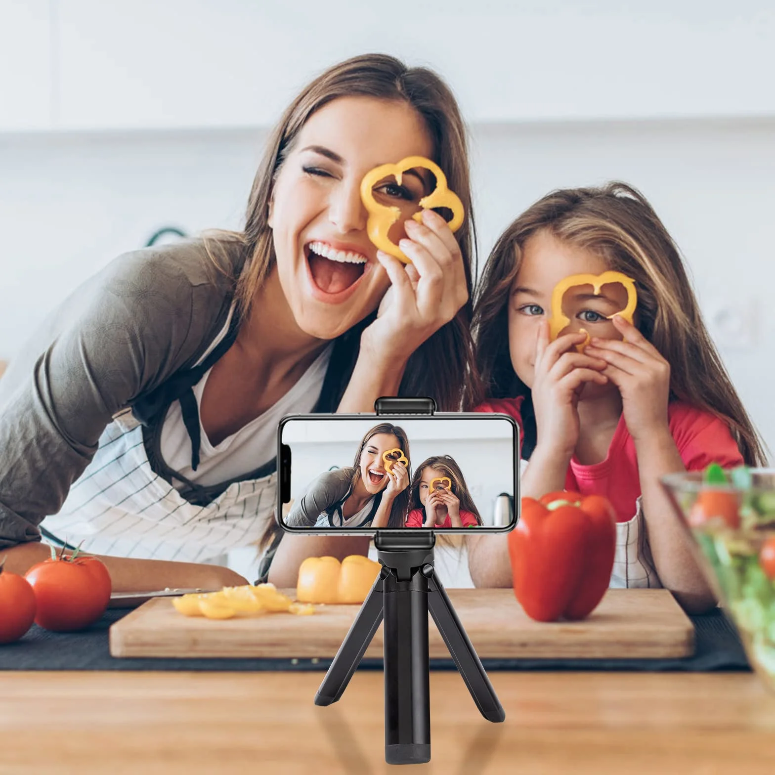 Statyw do smartfona Tripod ze stopu aluminium 1/4" 11 cm czarny