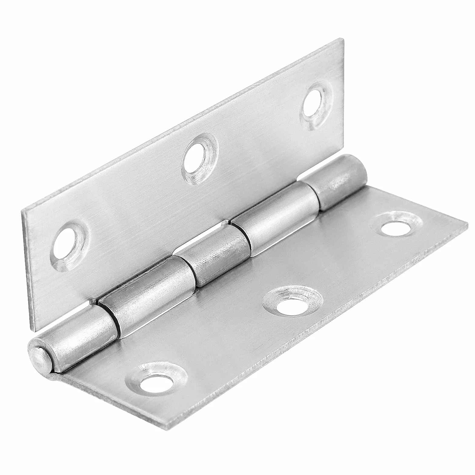 10 sztuk zawiasów ze stali nierdzewnej, 7,5 x 5 x 0,15 cm, srebrne, sk?adane, wytrzyma?e, metalowe zawiasy drzwiowe ze ?rub?, do u?ytku wewn?trz i na zewn?trz, drzwi, okien, szafek