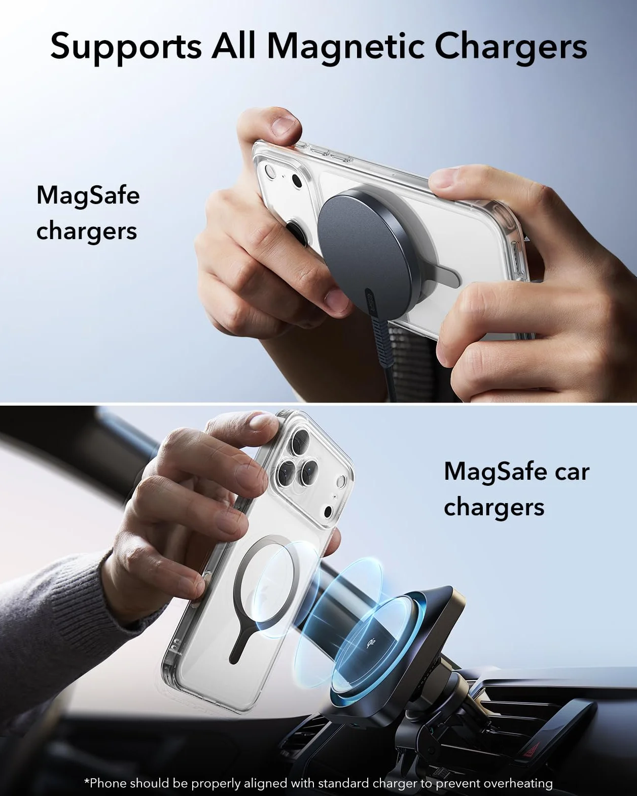ESR MagSafe metalowy pierścień magnetyczny zestaw konwersji ładowarki bezprzewodowej do iPhone 17 16 16e 15 Galaxy S25 Google Pixel 10