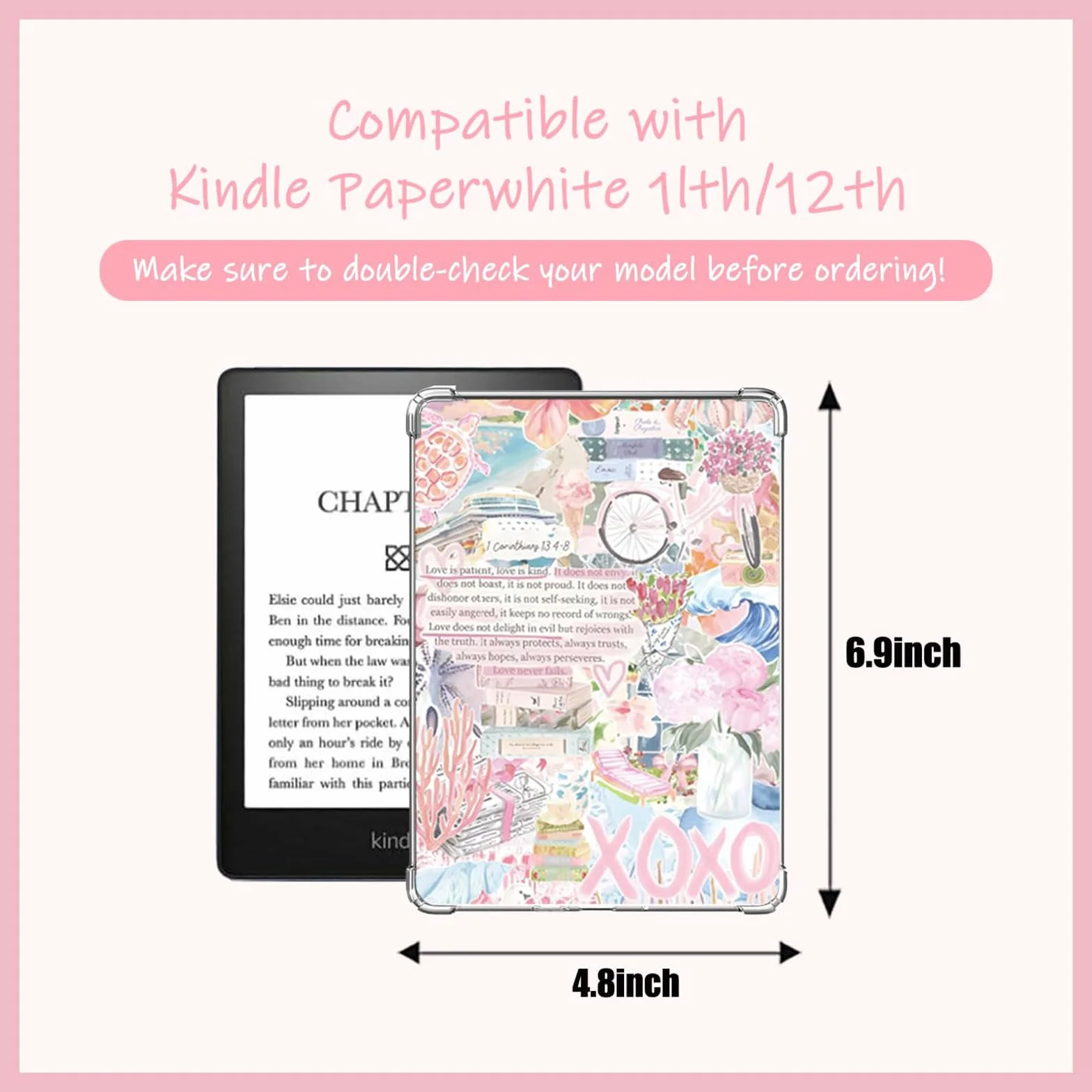 VelvetGlow 6 szt. wkładek do etui Clear Case na czytnik e-booków i 2 szt. zatyczek antykurzchowych Retro Phone Charm Set, wkładki kartonowe 17,3 x 12,2 cm kompatybilne z Kindle Paper White 11./12