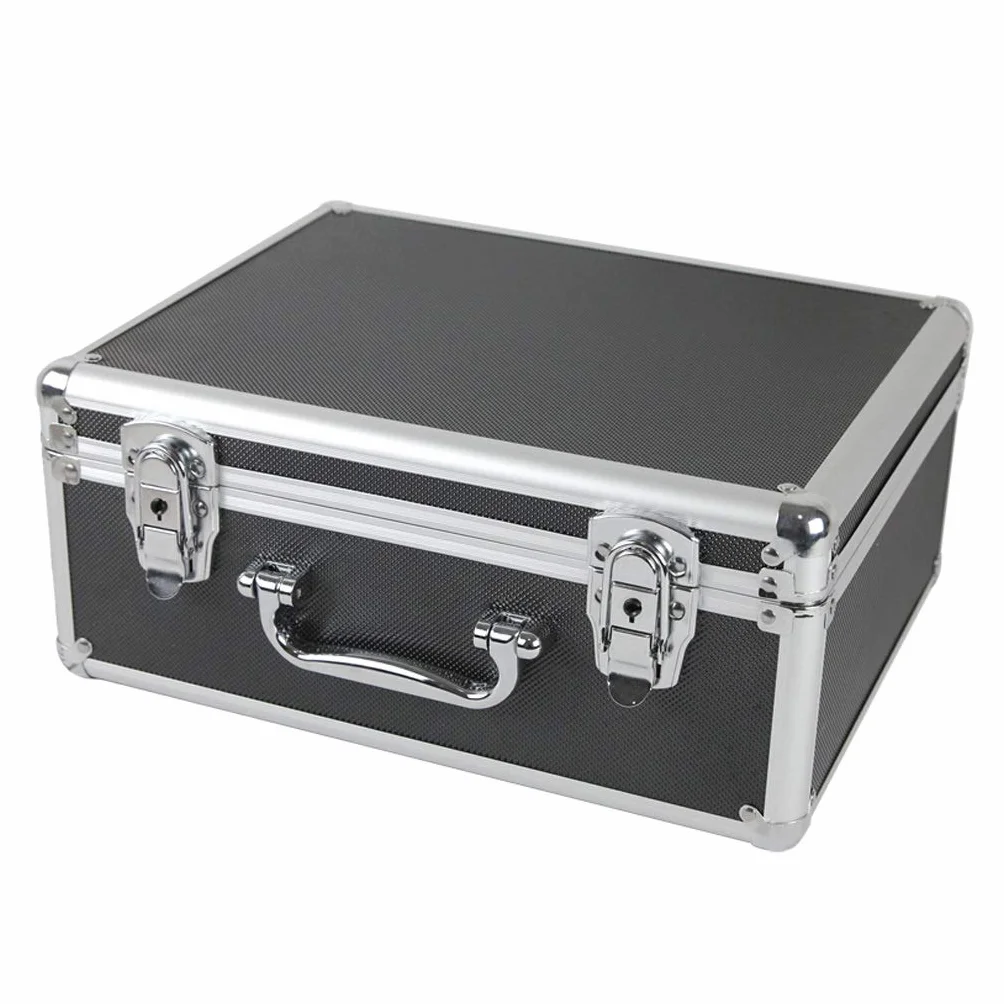 Przenośna skrzynka narzędziowa Aluminiowa walizka na narzędzia - Czarna piankowa wkładka aktówka walizka narzędziowa Przenośna walizka narzędziowa Organizer do przechowywania narzędzi (kolor: Noir)