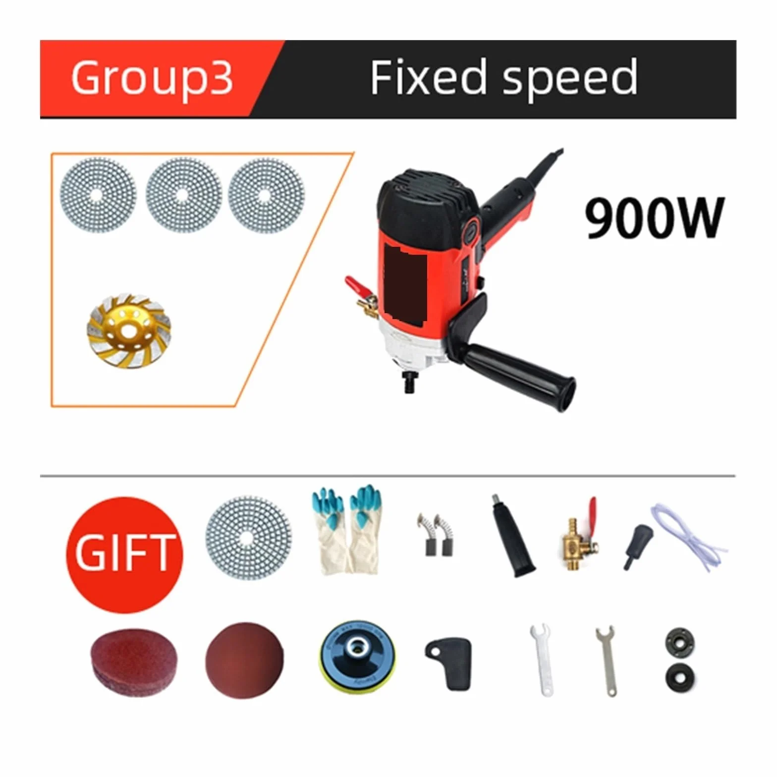 Polerka, 900W Młyn Wodny O Zmiennej Prędkości Elektryczny Wtrysk Wody Szlifierka Polerka Marmurowy Granit Beton Kamień Na Mokro(Group 3)