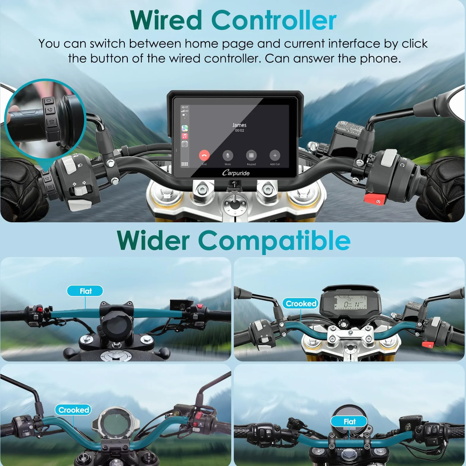 Carpuride W502S PRO Motorcycle GPS 5-calowy wodoodporny ekran dotykowy nawigacja