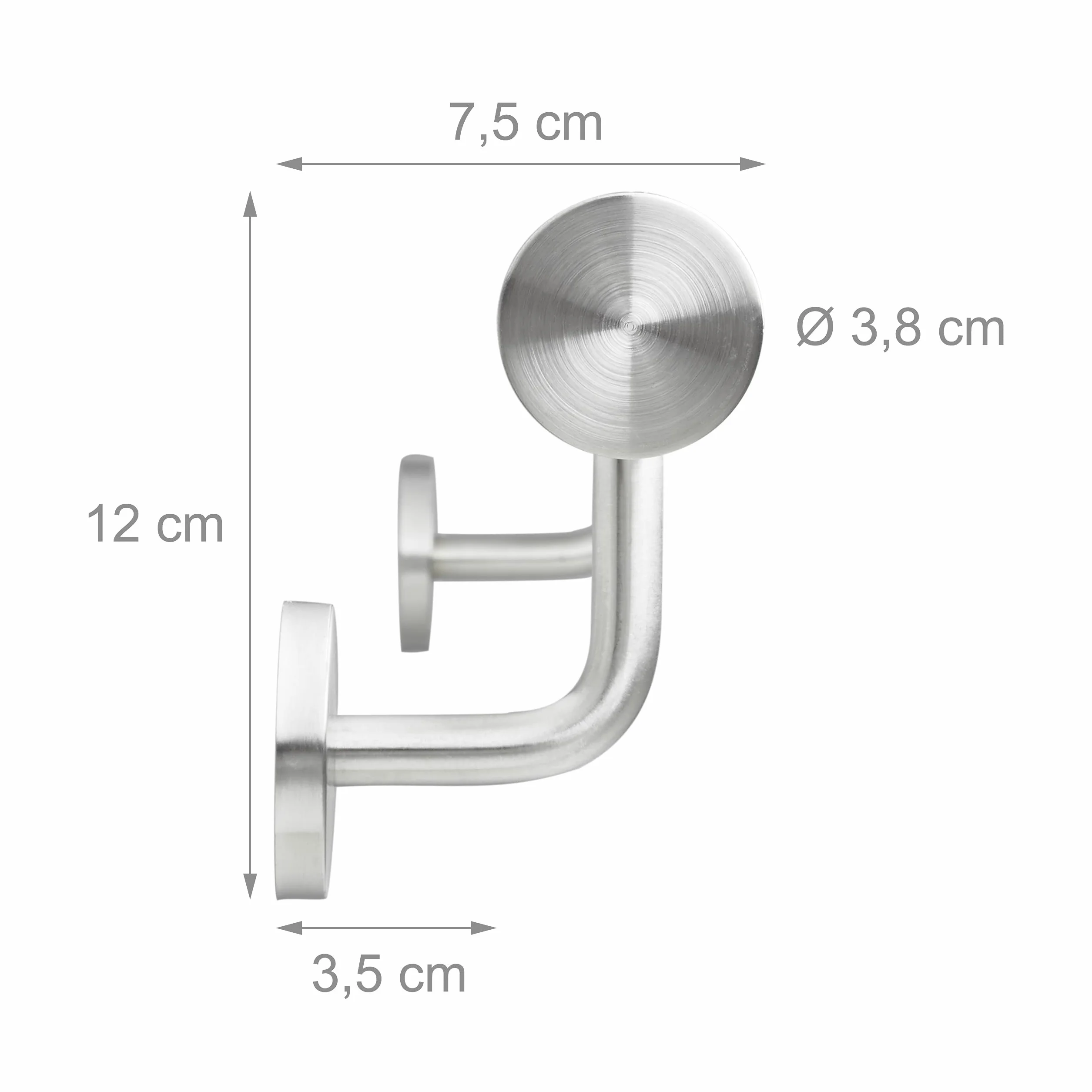 Relaxdays Poręcz ze stali nierdzewnej 201, matowa, okrągła poręcz schodowa, do wewnątrz i na zewnątrz, 100 cm, Ø 38 mm, z uchwytem, srebrna