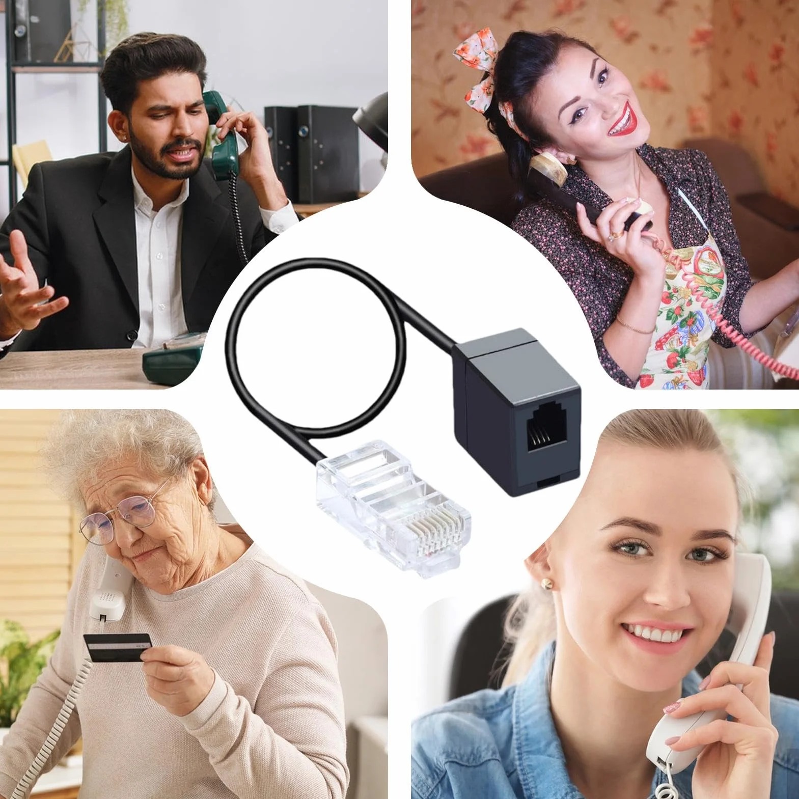 Kabel konwertera RJ11 do RJ45, adapter telefoniczny 8P4C do 6P4C, złącze linii stacjonarnej