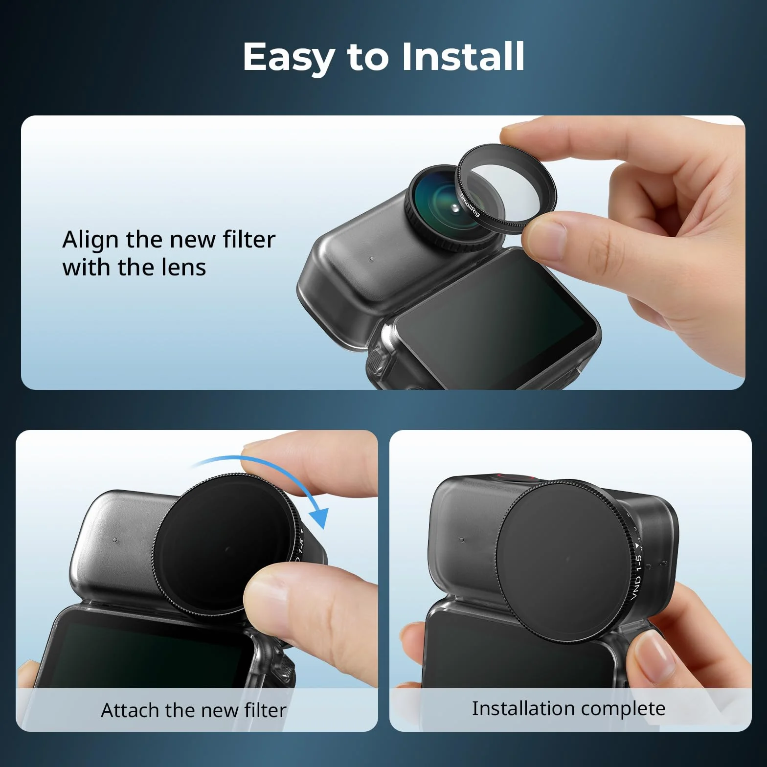SMALLRIG Filtr VND 1-5 stopni ND2-ND32 do DJI Osmo Nano, regulowany filtr ND, szkło optyczne HD