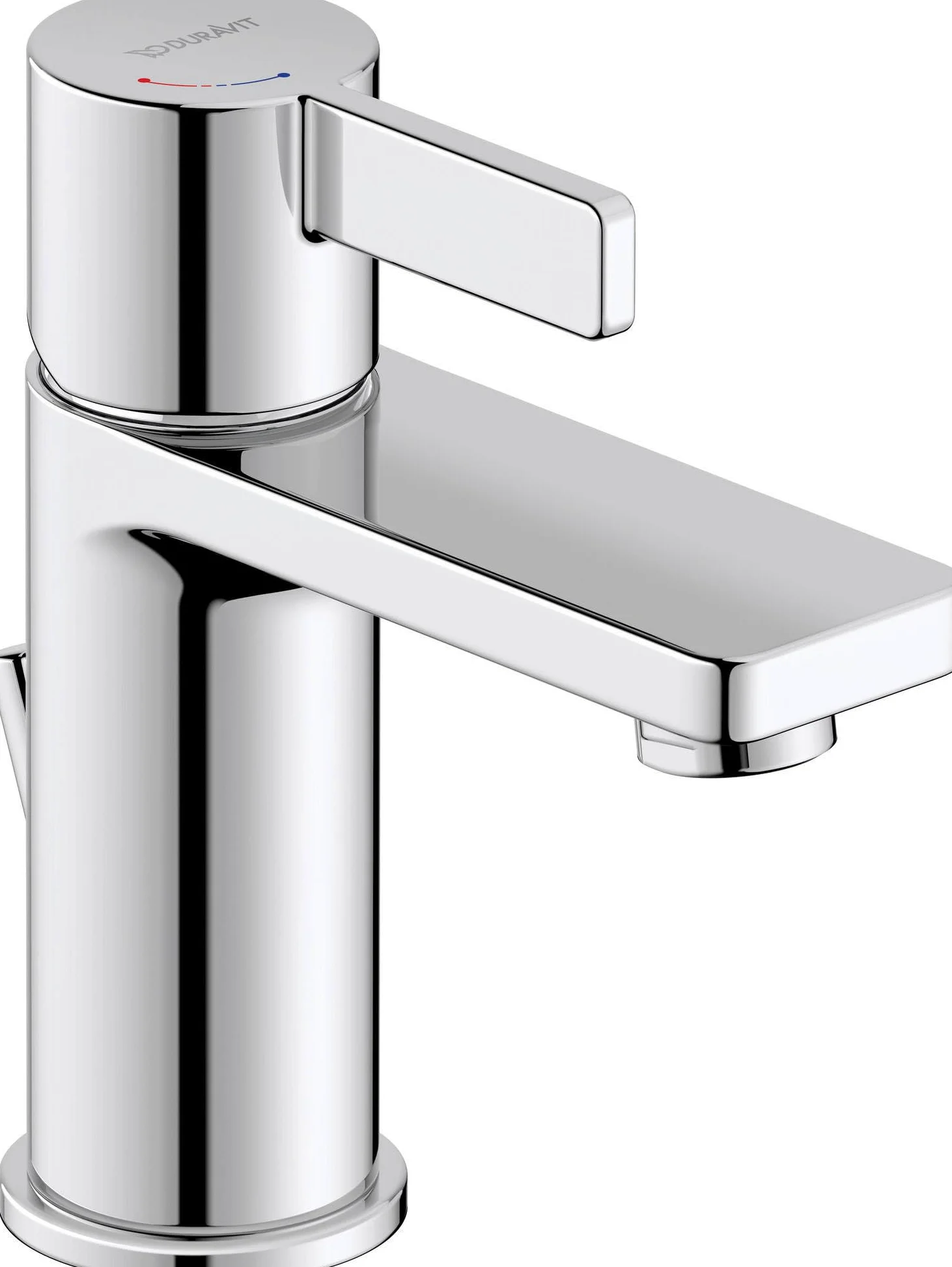 Duravit D-Neo bateria umywalkowa, rozmiar S (wysokość wylotu 87 mm). Kran łazienkowy z zestawem odpływowym z drążkiem pociągowym, z energooszczędną funkcją FreshStart, chrom