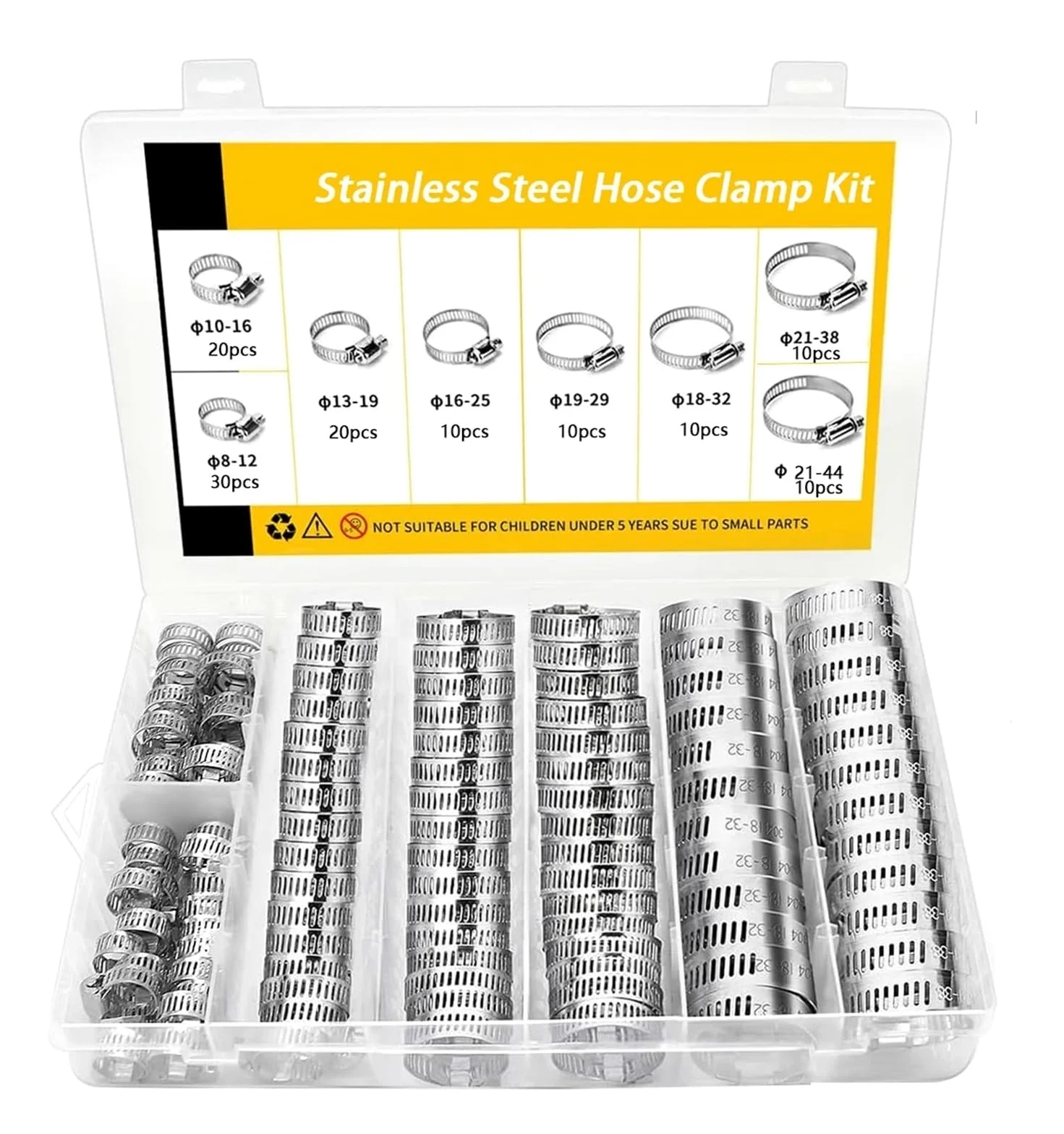 120 szt. 8-44 mm zaciski do rur paliwowych samochodowych ze stali nierdzewnej, opaski zaciskowe ze śrubą, szczypce ślimakowe, narzędzia, łączniki do rur wodociągowych