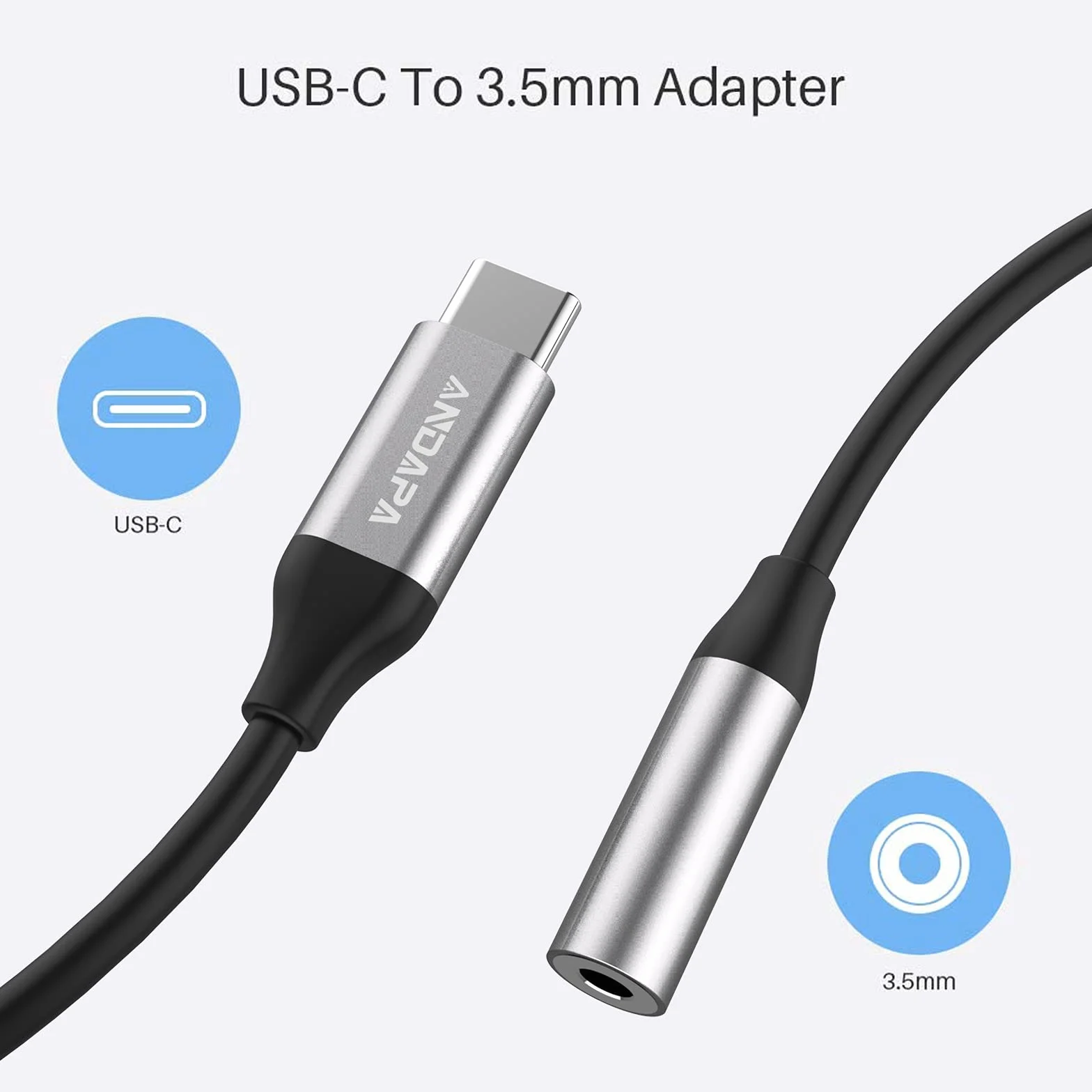 ANDAPA adapter USB-C na Jack 3,5 mm kompatybilny z iPad Pro, iPhone 15, Samsung S23, Xiaomi 11, Pixel 4