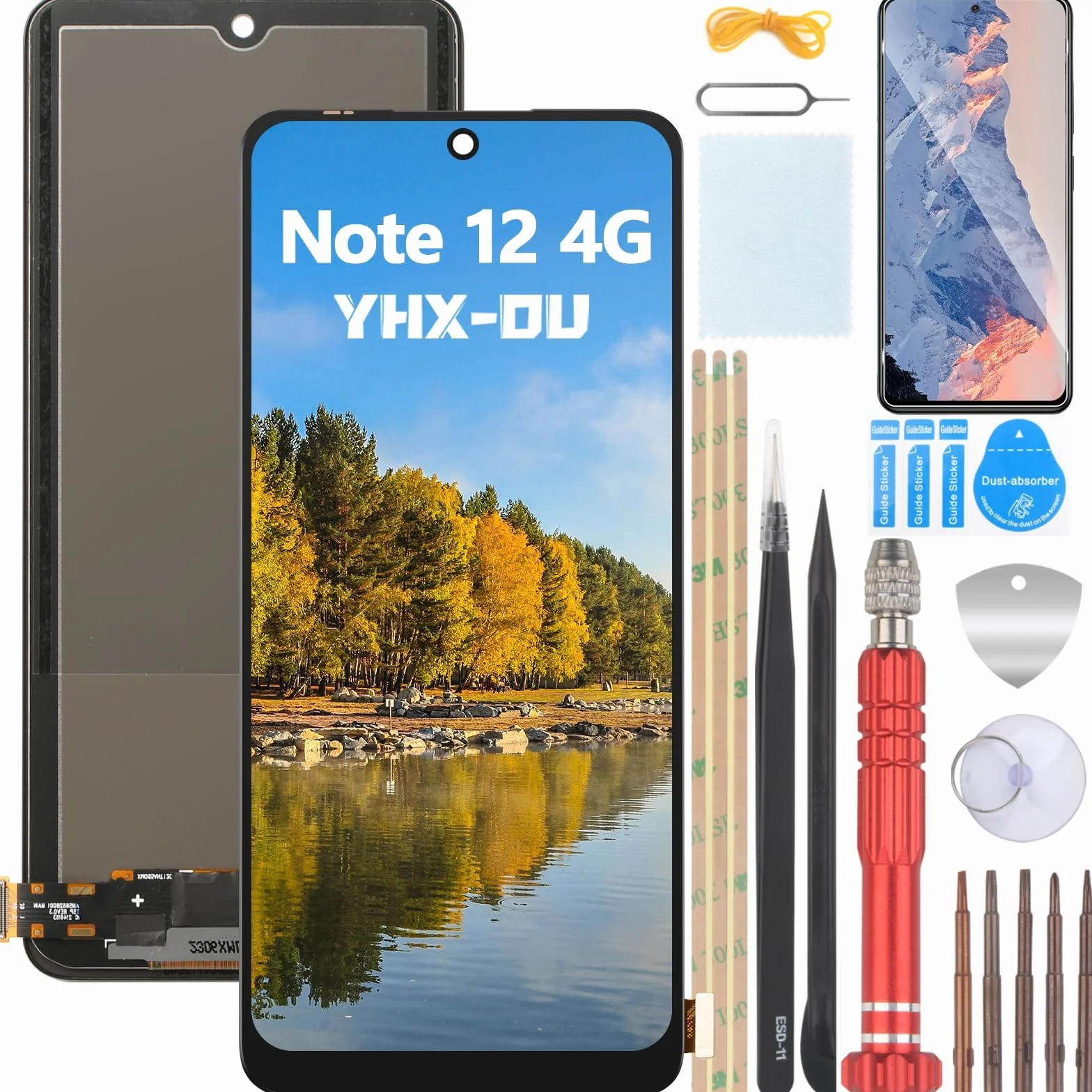 Ekran LCD dotykowy Xiaomi Redmi Note 12 4G 6,67" TFT czarny z narzędziem + folia ochronna
