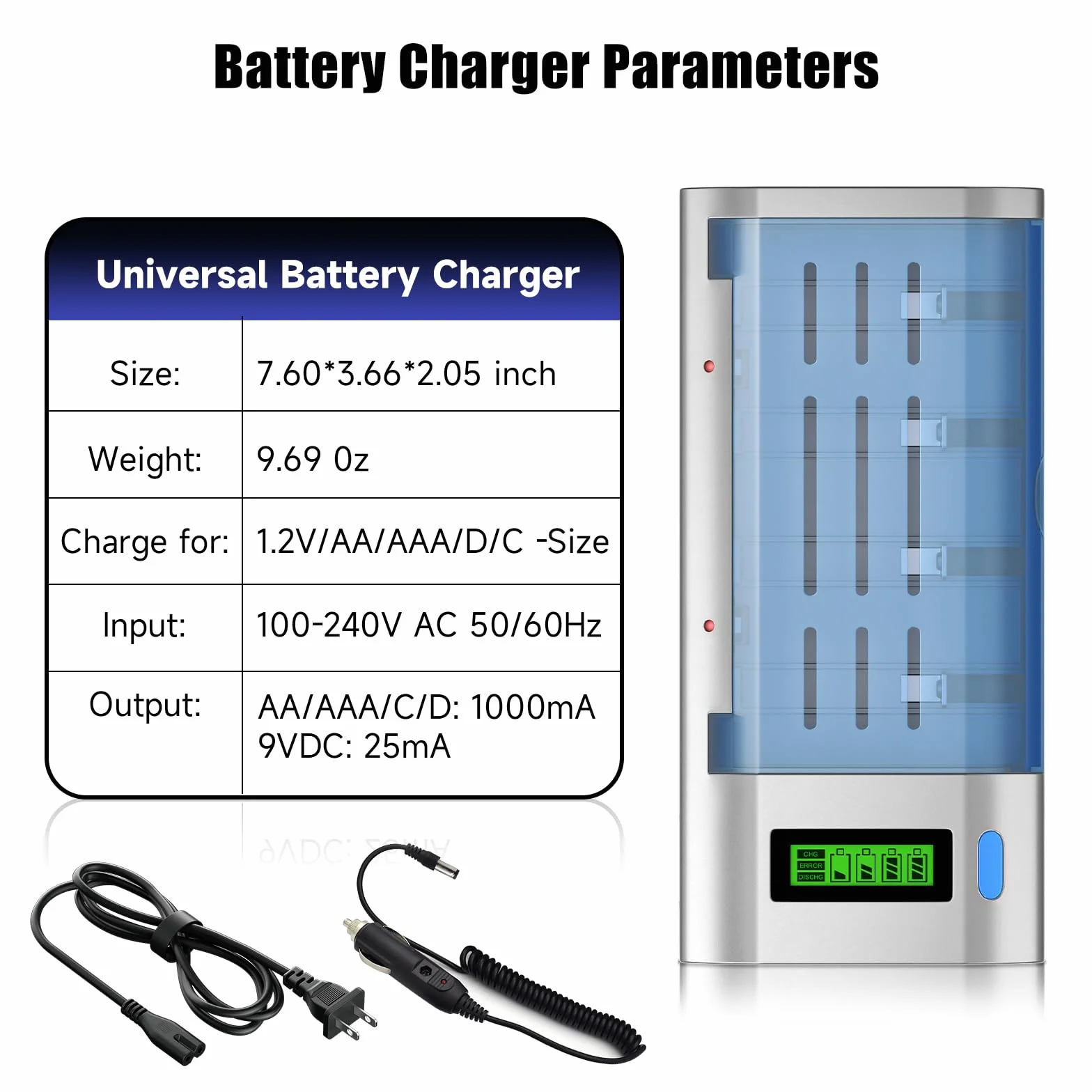 Baby C Akumulator 4000 mAh 6 sztuk z Ładowarką LCD do AA/AAA/C/D NI-MH