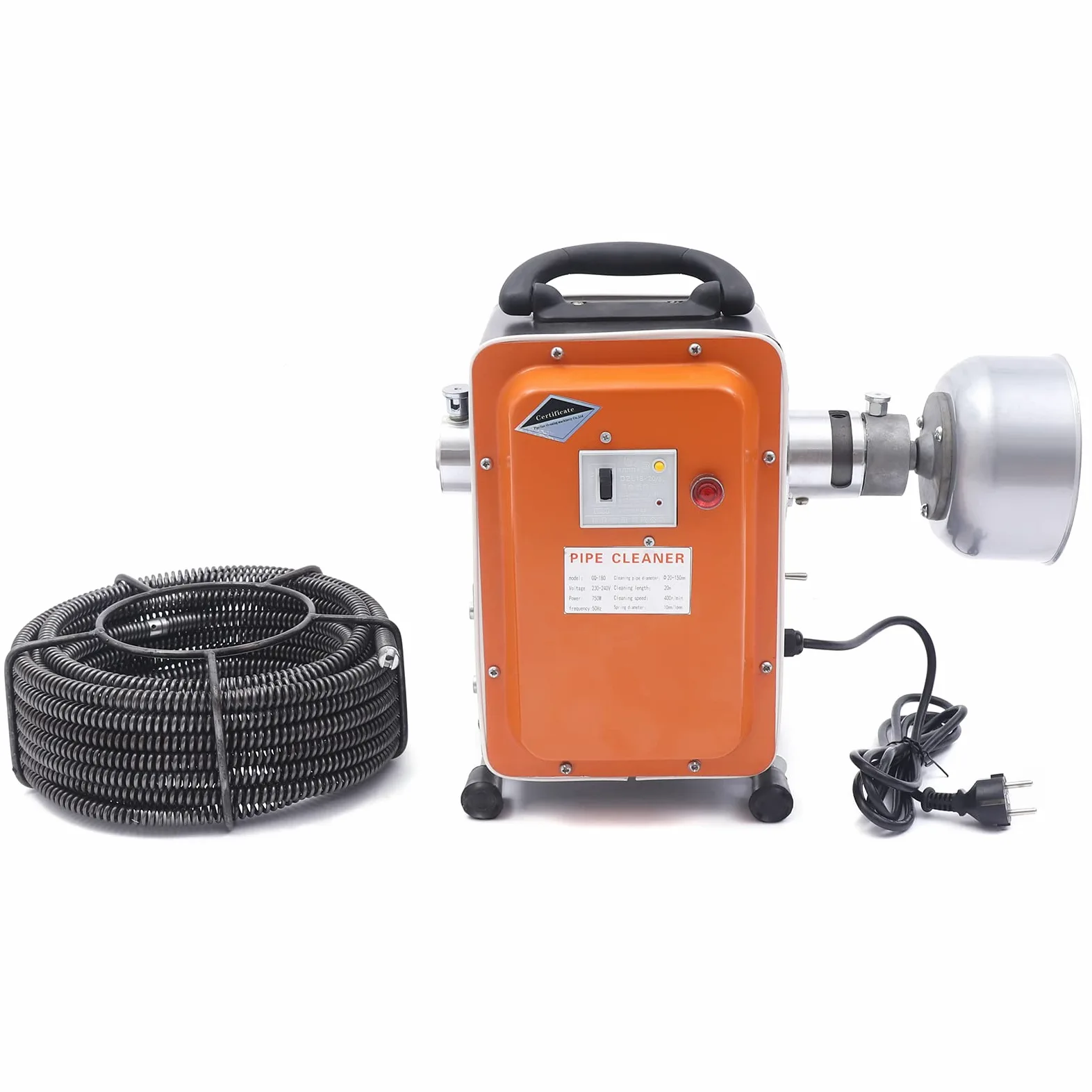 Urządzenie do czyszczenia rur, 750 W, do czyszczenia odpływów, do rur o średnicy 20-110 mm, do odpływu w łazience lub kuchni