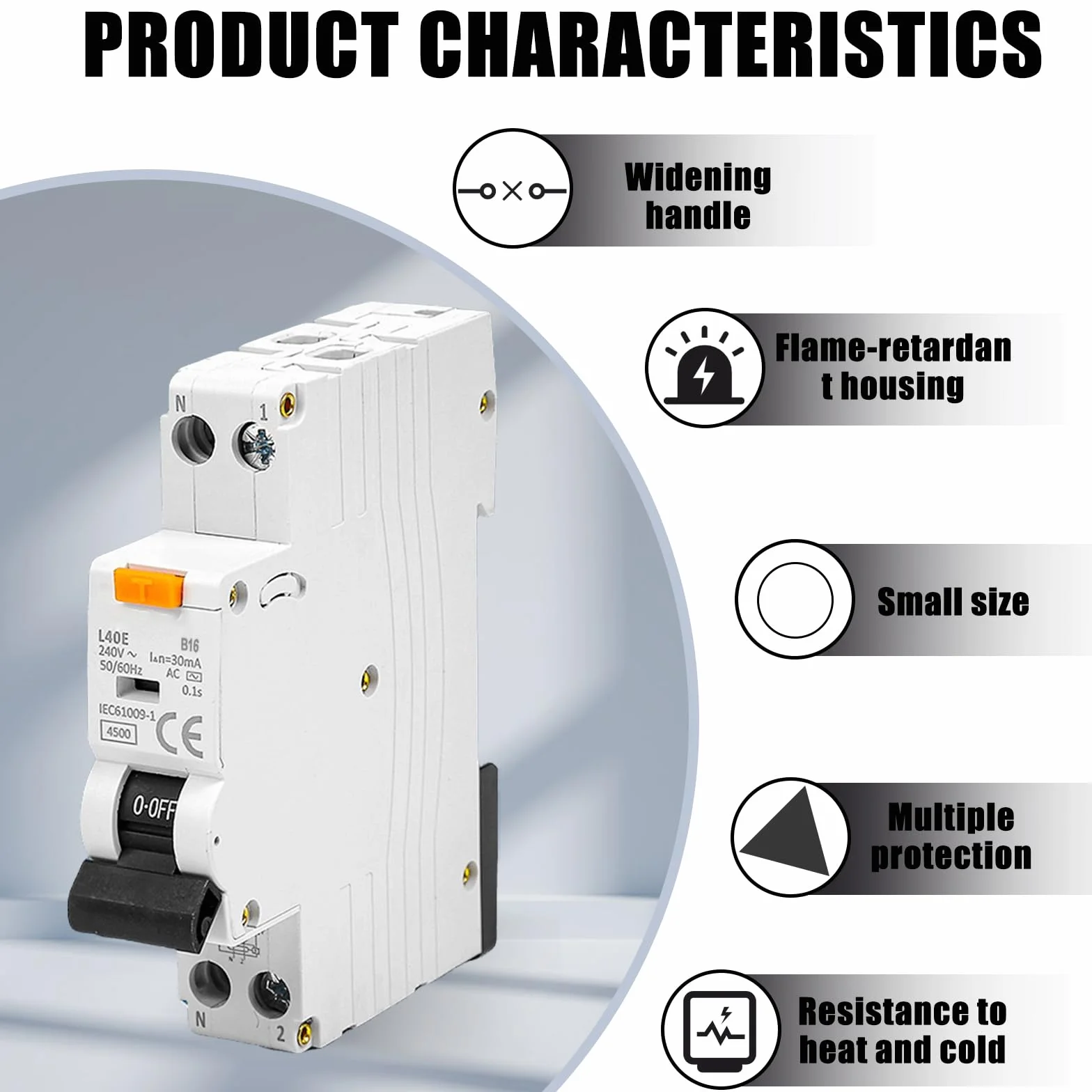 Wyłącznik ochronny FI B16, 30 mA RCBO przełącznik FI chroniony RCD, wyłącznik prądowy 6 kA 1P+N Typ A wyłącznik różnicowoprądowy z RCBO prąd znamionowy 16 A 230 V, montaż na szynie DIN - krzywa B