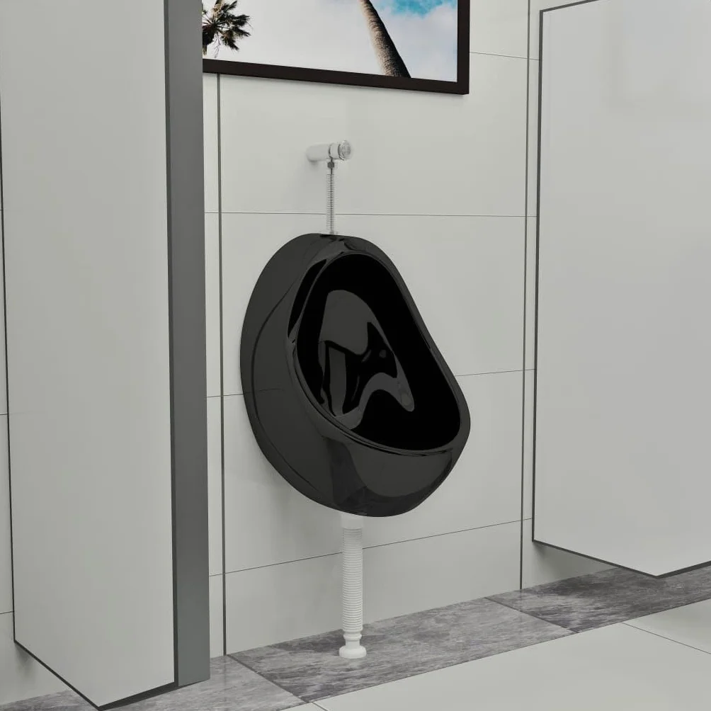 vidaXL Pisuar wiszący z zaworem spłukującym, ceramiczny, czarny