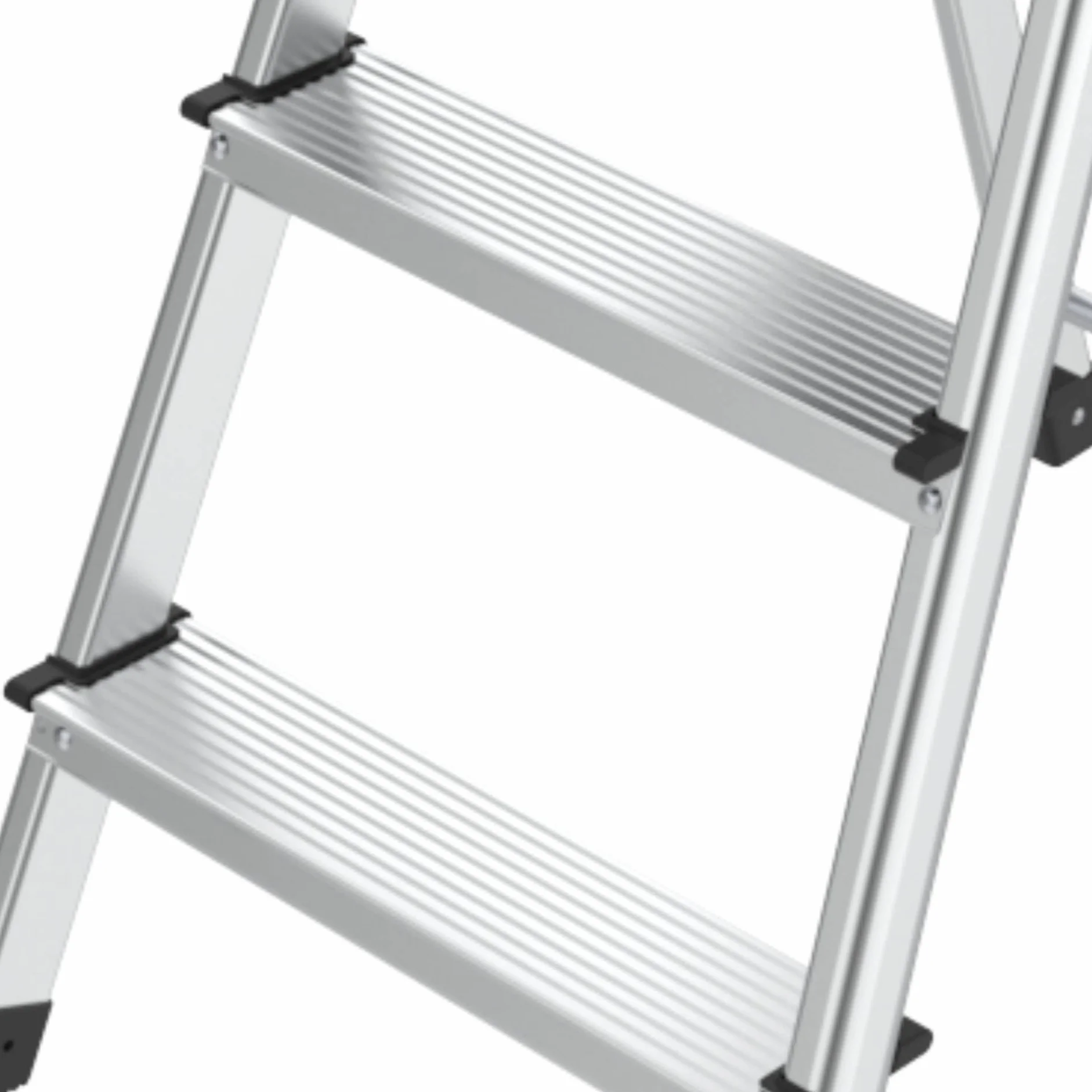 Hyfive Aluminiowa drabina schodowa, 3-stopniowa – antypoślizgowe bieżniki wykonane z lekkiej aluminiowej stali o dużej wytrzymałości, przenośne, z antypoślizgowymi nóżkami, zatwierdzone przez EN131