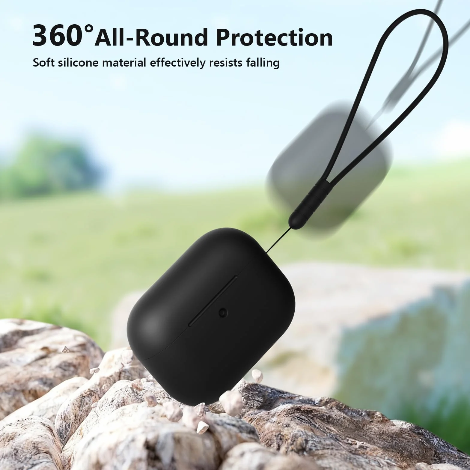 Etui silikonowe do AirPods Pro 3, odporne na wstrząsy, upadki i zarysowania, czarne