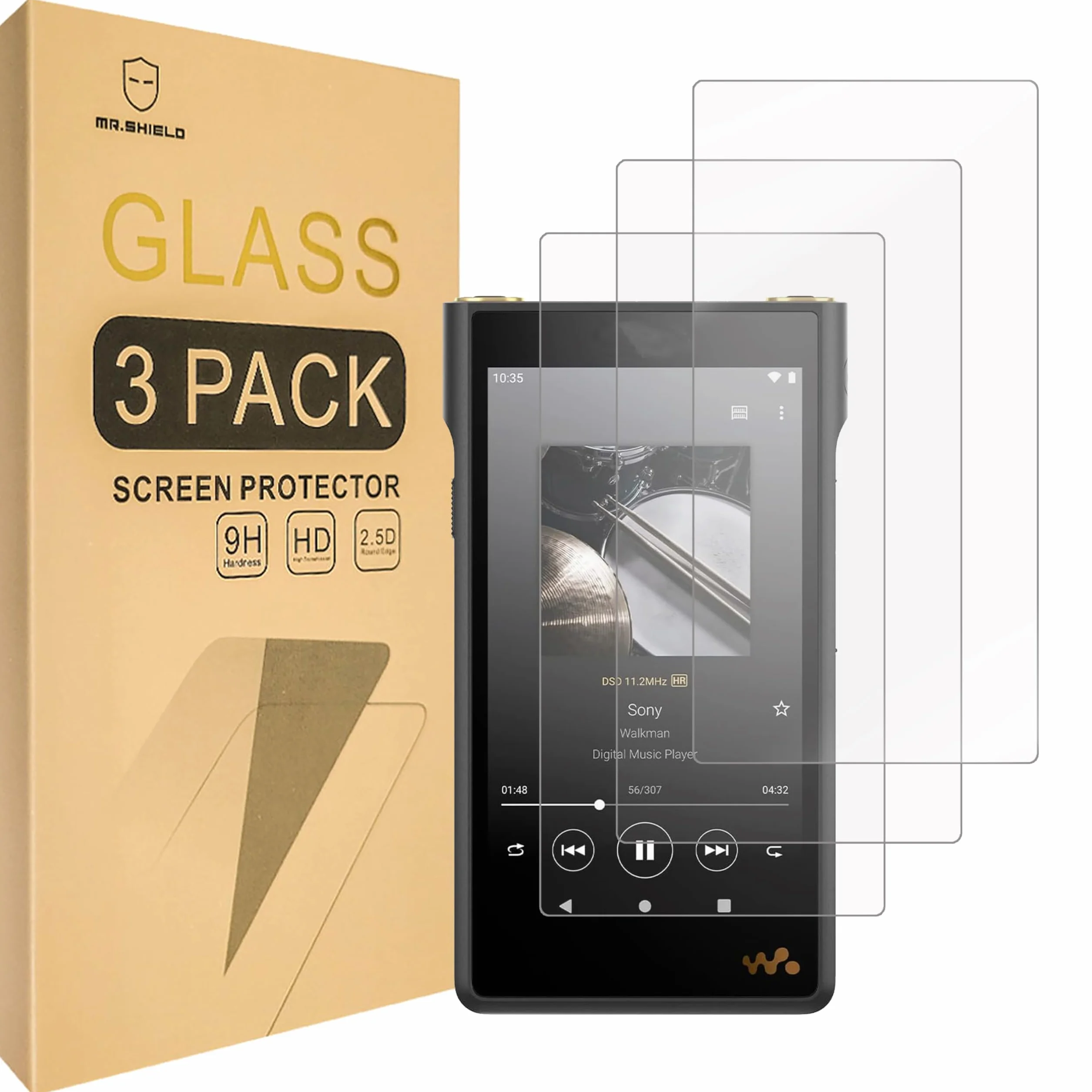 Mr.Shield Ochraniacz Ekranu Szkło Hartowane 9H do Sony Walkman NW-WM1AM2 NW-WM1ZM2 3 Sztuki