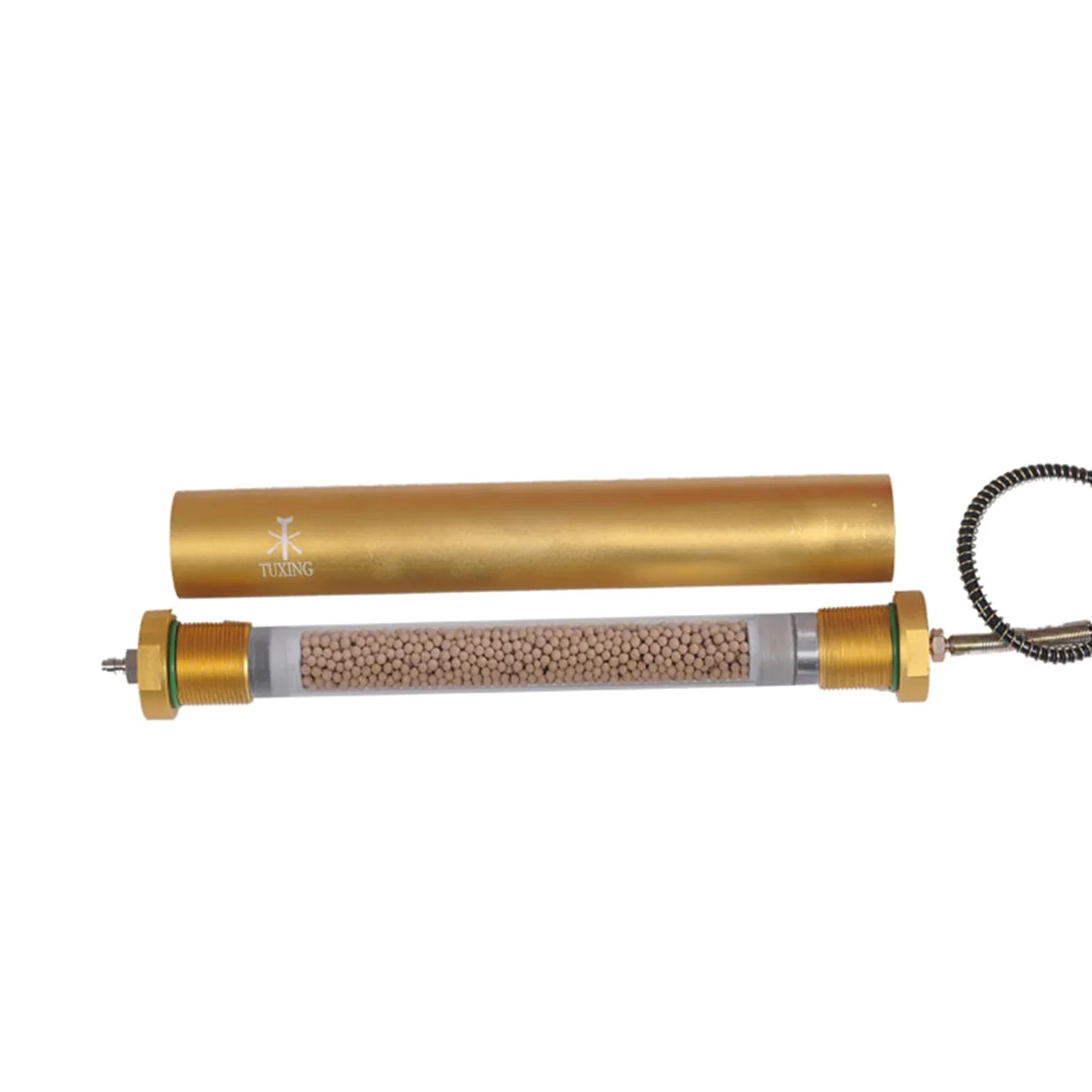 TUXING Sprężarka powietrza PCP 4500Psi filtr wody olejowej Sito molekularne separator nurkowy 300bar 30mpa L350mm OD49mm ID36mm złoty