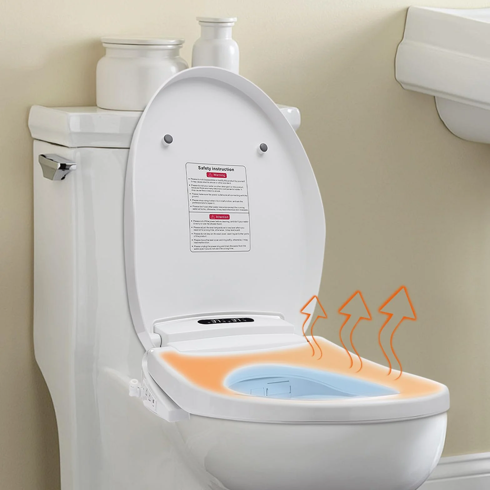 Deska sedesowa, elektroniczny bidet z pilotem zdalnego sterowania i filtrem PP, kilka trybów płukania, precyzyjna regulacja temperatury, energooszczędna, elektryczna inteligentna toaleta, lPX4