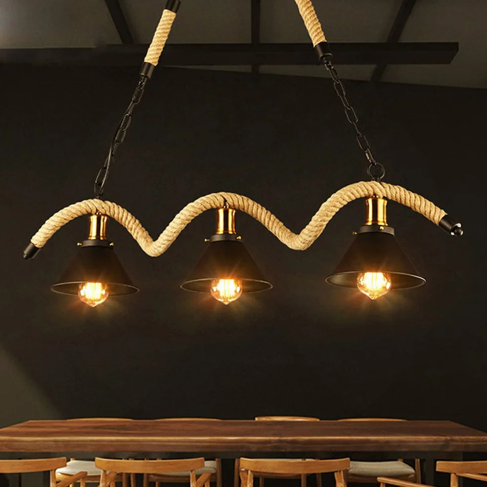 Spersonalizowana lina konopna w stylu retro, prosta i nowoczesna metalowa lampa wisząca do domu, restauracji, kawiarni, baru, dekoracji sufitu, E26, oświetlenie wewnętrzne r