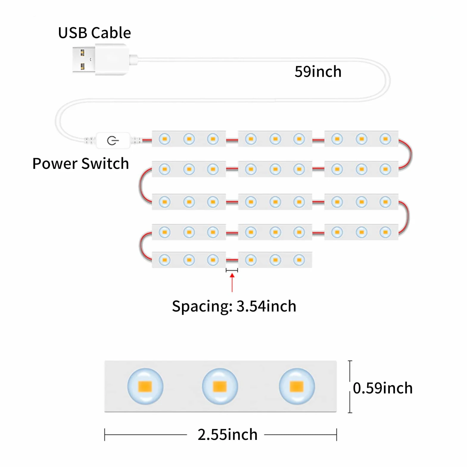 Taśmy LED, lusterko kosmetyczne LED, 18 diod LED, regulowane sterowanie dotykowe, oświetlenie lustra do makijażu do lustra łazienkowego z kablem USB, lusterko kosmetyczne