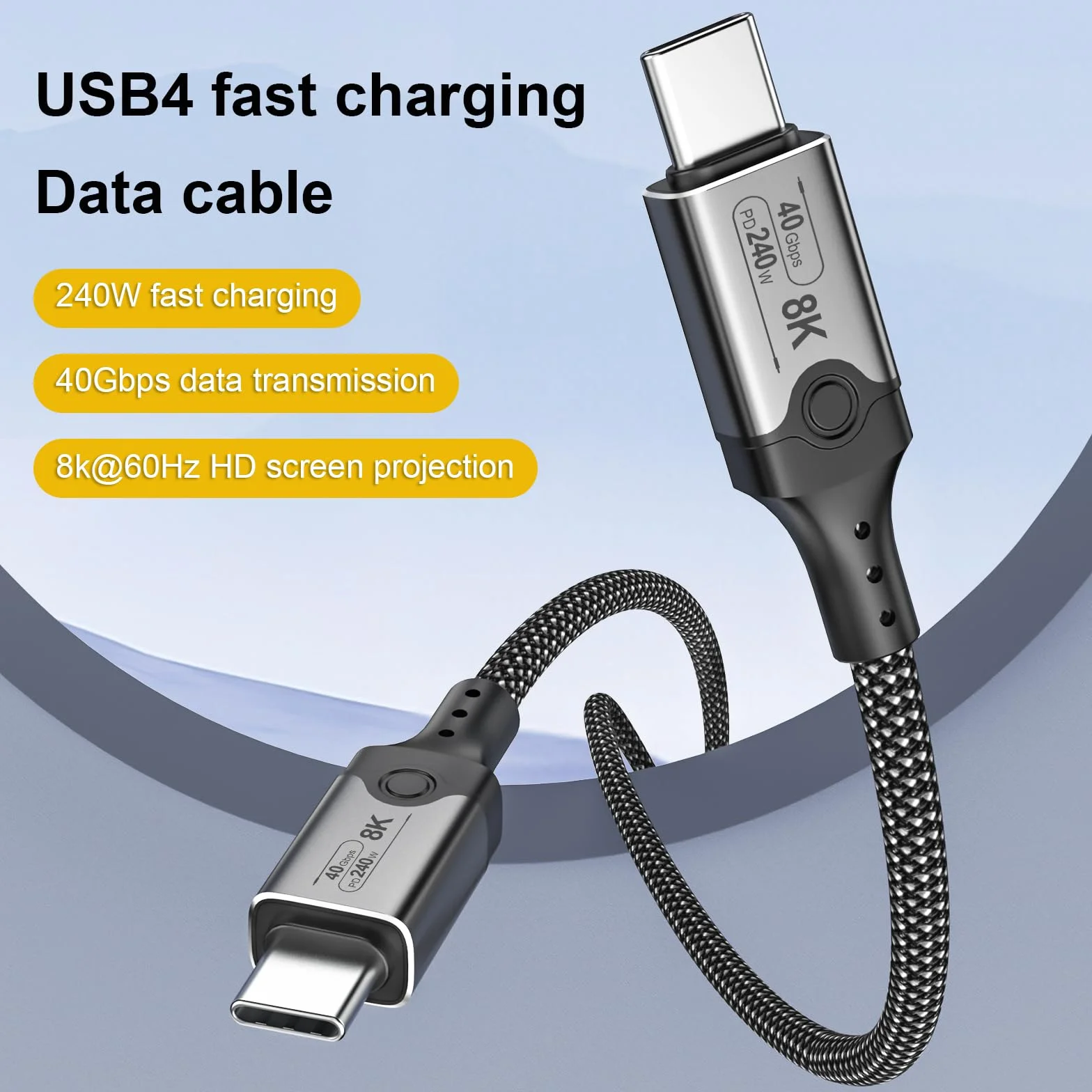 Kabel USB4 z kablem Thunderbolt 4 1 m, 40 Gbps, USB C, PD 3.1 240 W USB-C na USB-C, 8K60Hz 4K120Hz HDR, kabel wideo do iPhone 16 15 MacBook, stacja dokująca, SSD, monitor, koncentrator